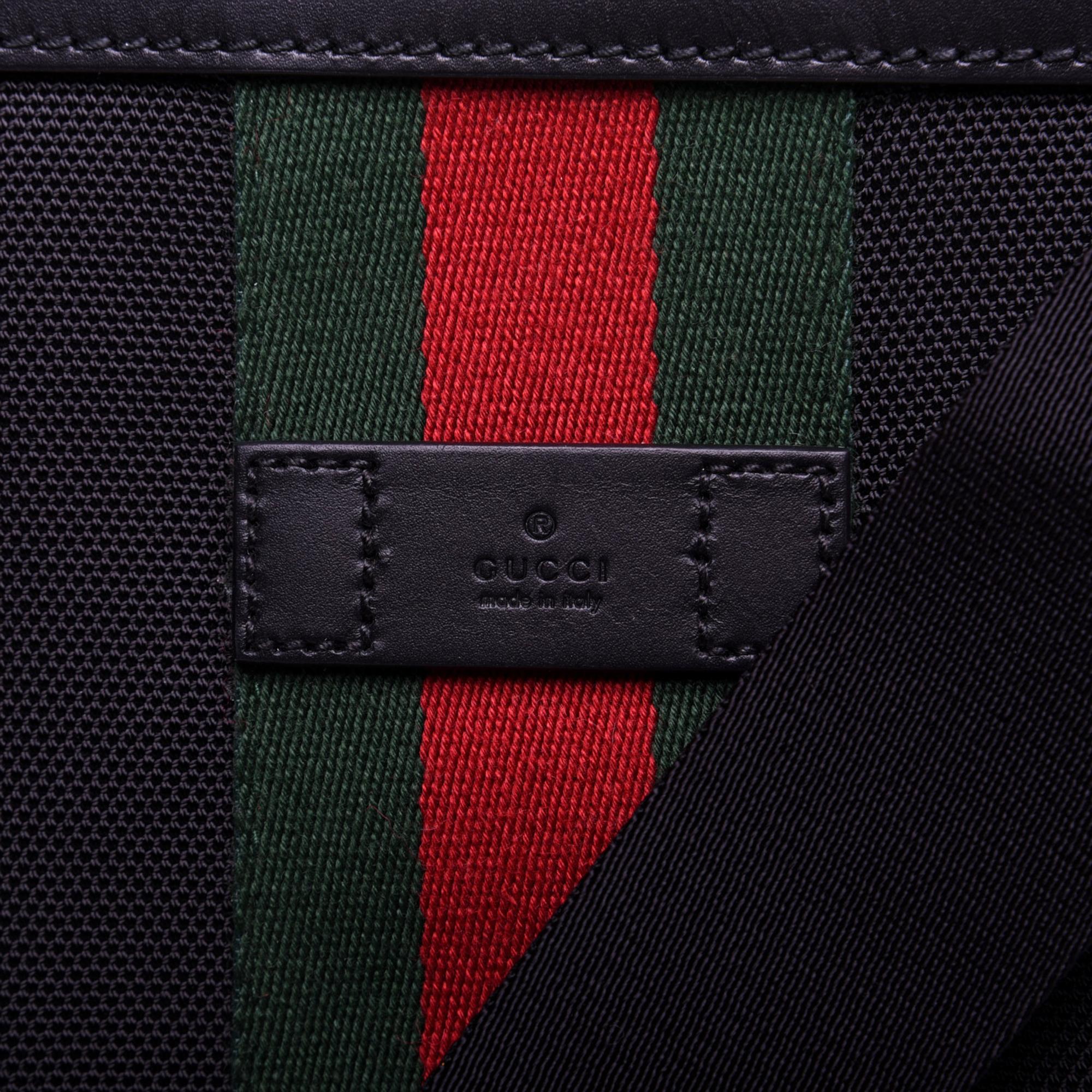 Gucci Black Canvas Web Stripe Crossbody Bag 631199 at_Queen_Bee_of_Beverly_Hills