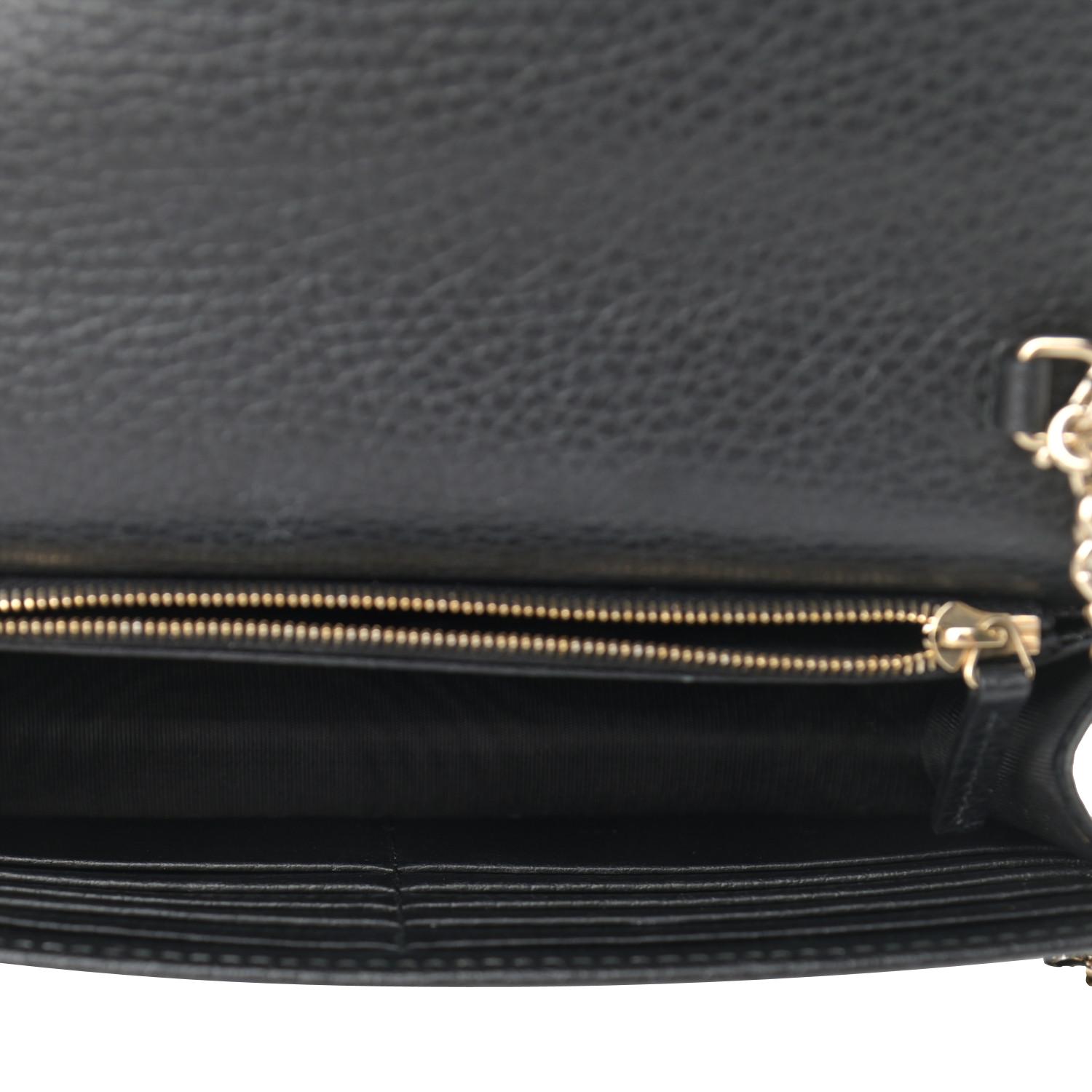 Gucci Black Dollar Calfskin Leather Interlocking G Chain Wallet 615523 at_Queen_Bee_of_Beverly_Hills