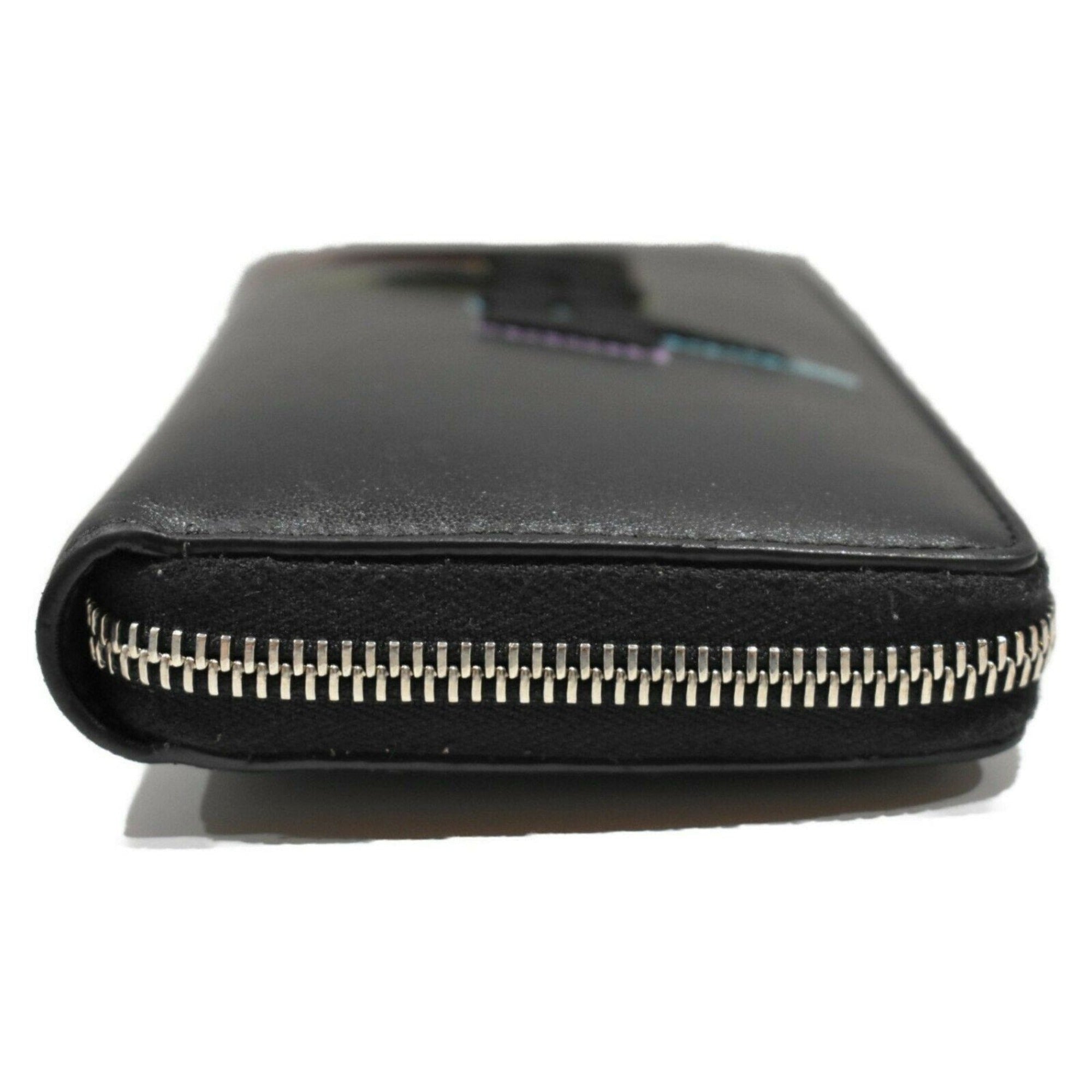 Gucci Black Leather Rainbow Lightning Logo Continental Wallet 597677 at_Queen_Bee_of_Beverly_Hills