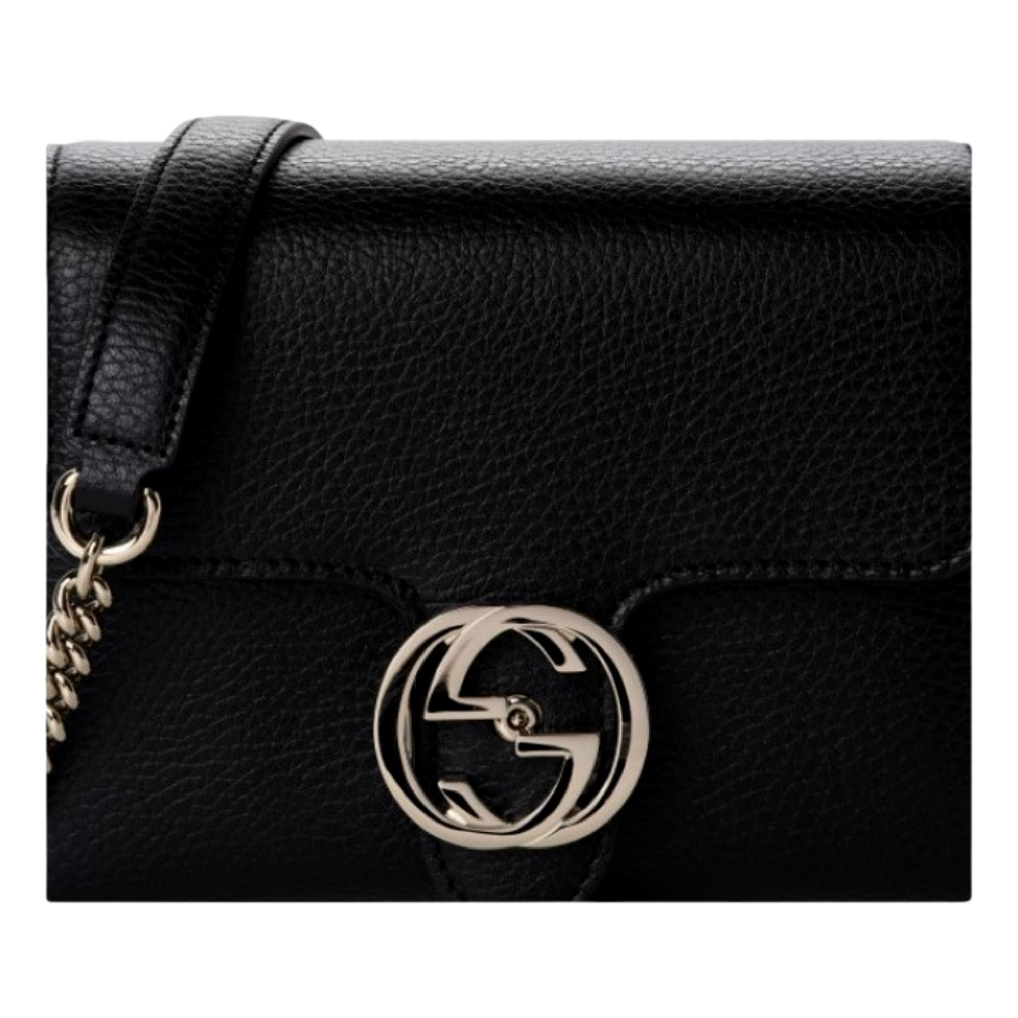 Gucci Dollar Calfskin Interlocking G Black Small Crossbody Bag 607720 at_Queen_Bee_of_Beverly_Hills