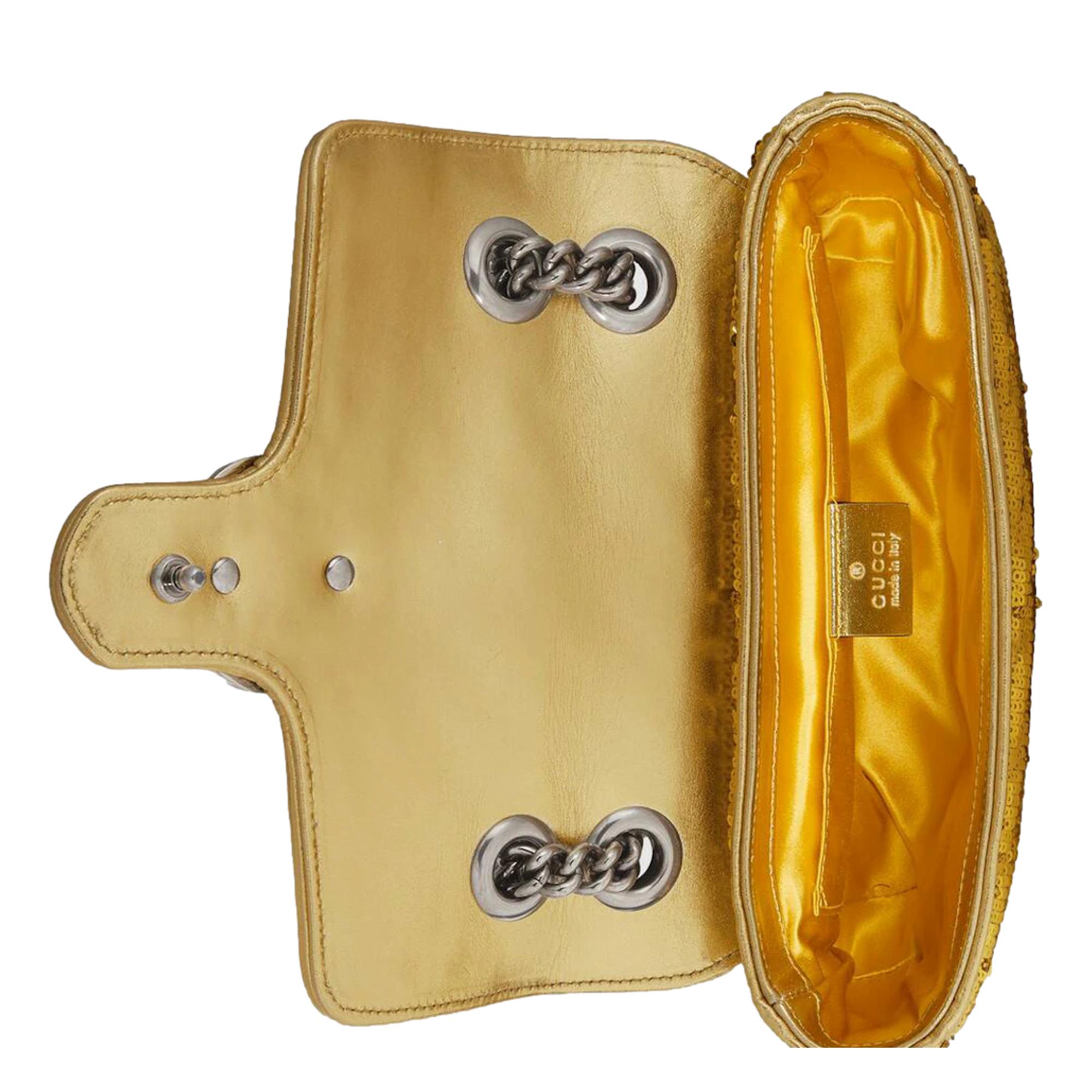 Gucci Flap Marmont GG Matelasse Gold Sequin Shoulder Bag 446744 at_Queen_Bee_of_Beverly_Hills