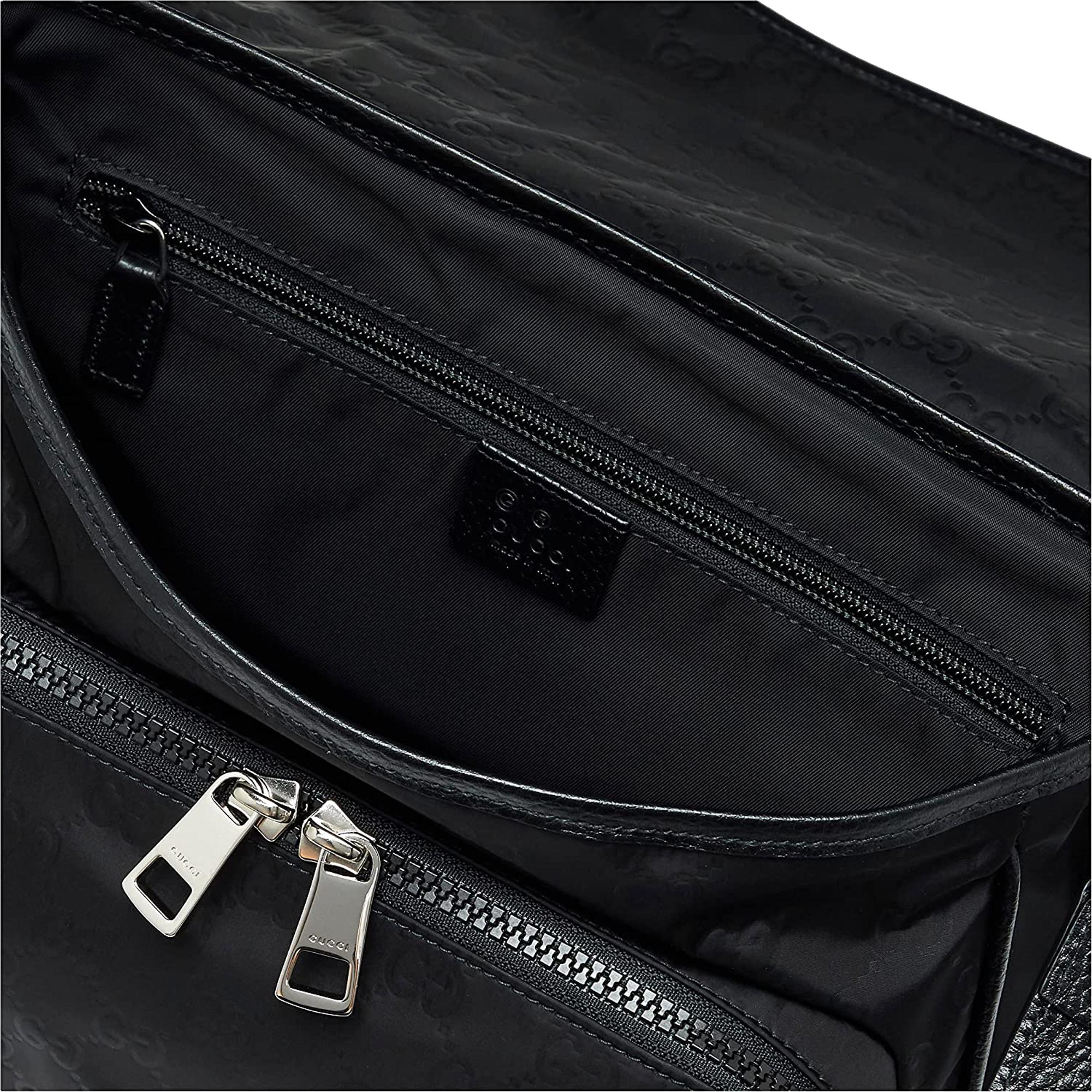 Gucci GG Logo Black Nylon Small Messenger Bag 510335 at_Queen_Bee_of_Beverly_Hills