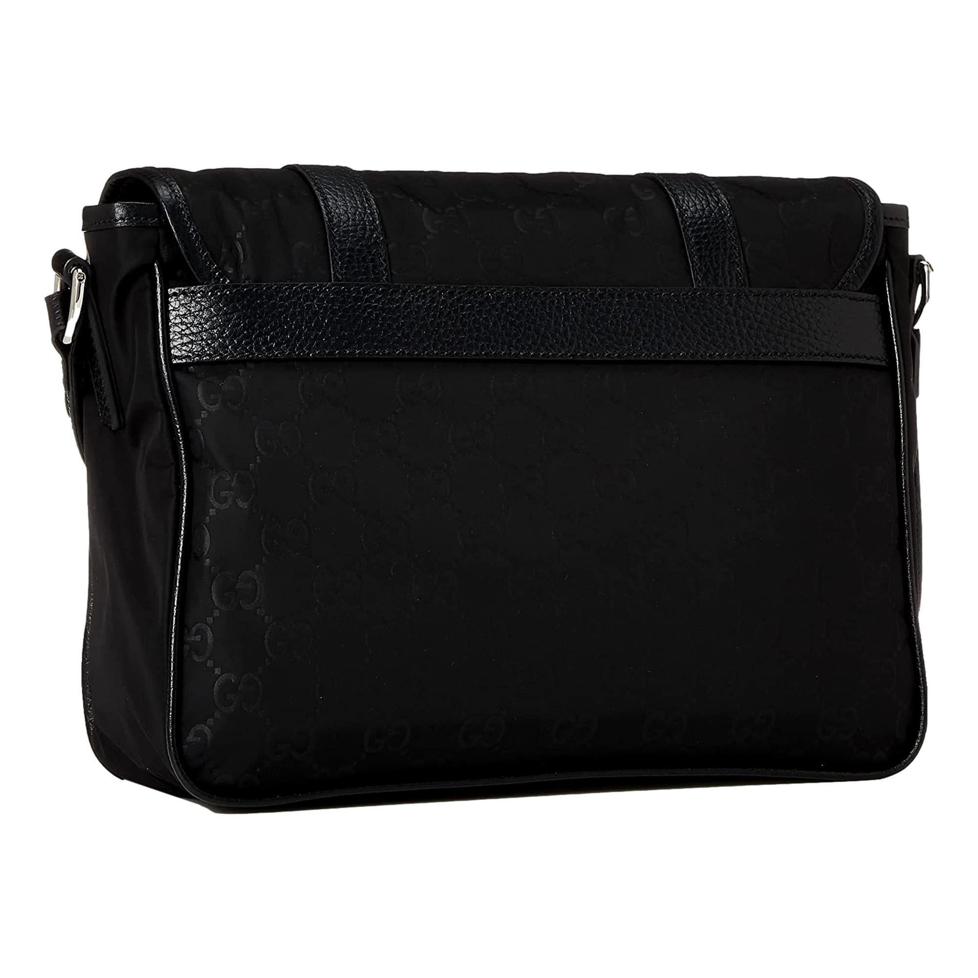 Gucci GG Logo Black Nylon Small Messenger Bag 510335 at_Queen_Bee_of_Beverly_Hills