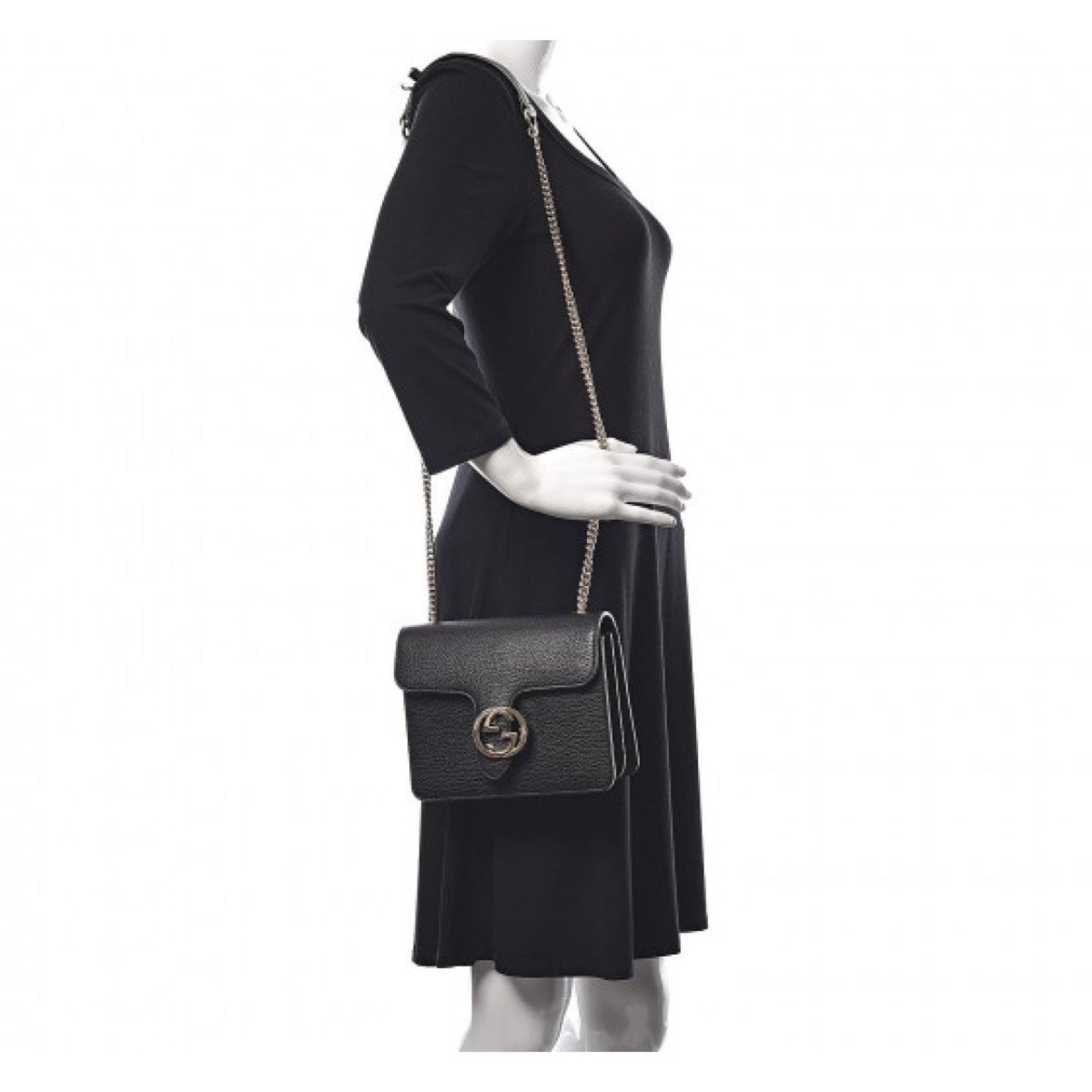 Gucci Marmont Black Icon GG Interlocking Small Cross Body Bag 510304 at_Queen_Bee_of_Beverly_Hills