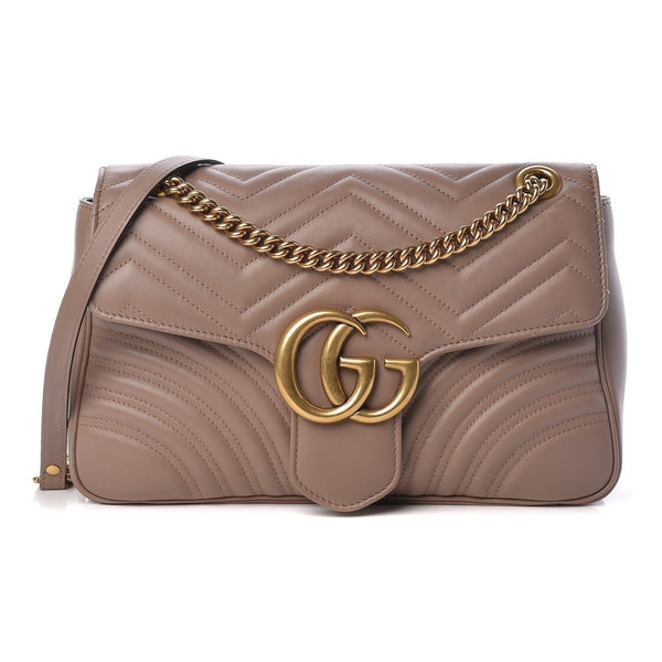 GUCCI GG Marmont Small Matelasse Canvas Leather Crossbody Bag Beige 44
