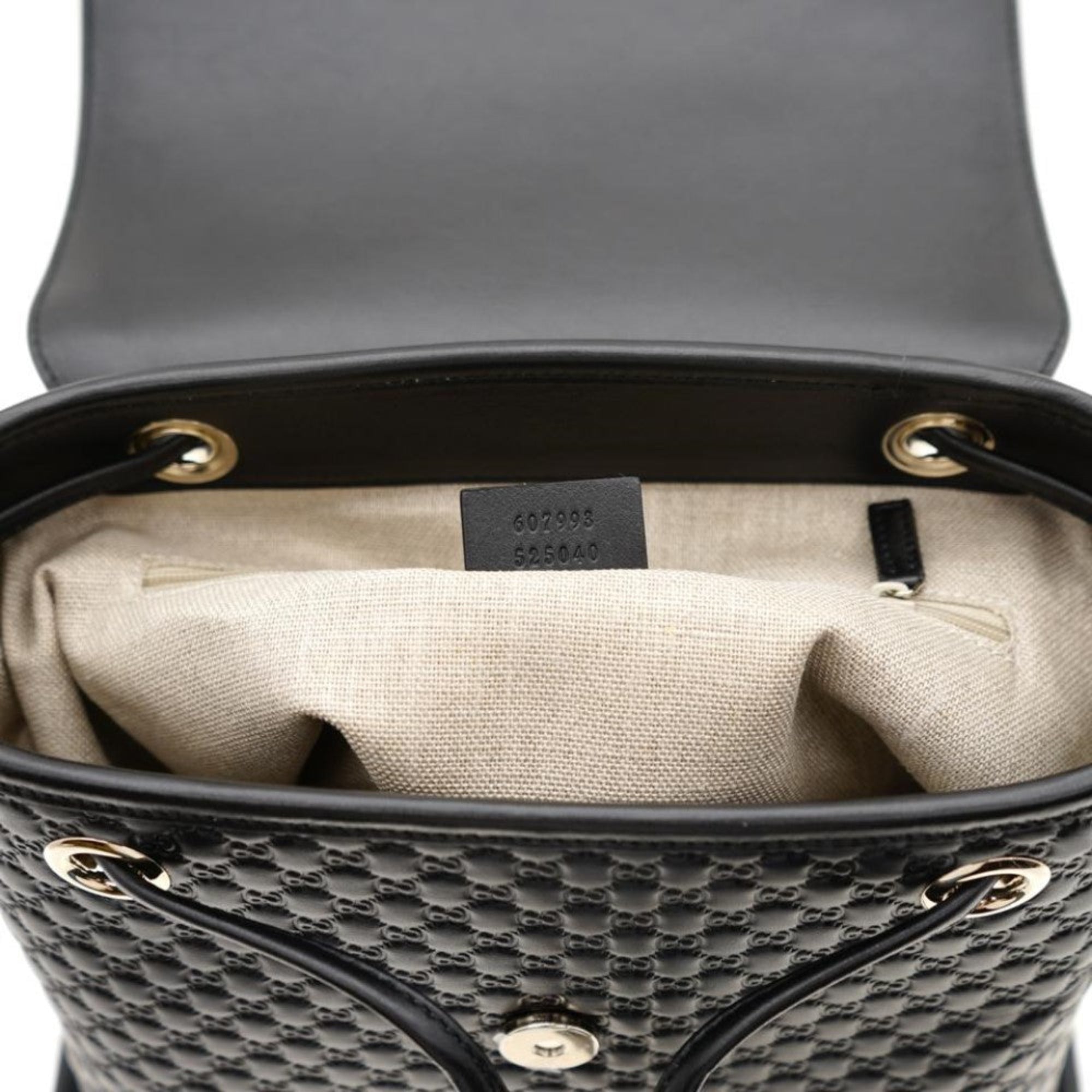 Gucci Microguccisima Black Leather Drawstring Backpack 607993 at_Queen_Bee_of_Beverly_Hills