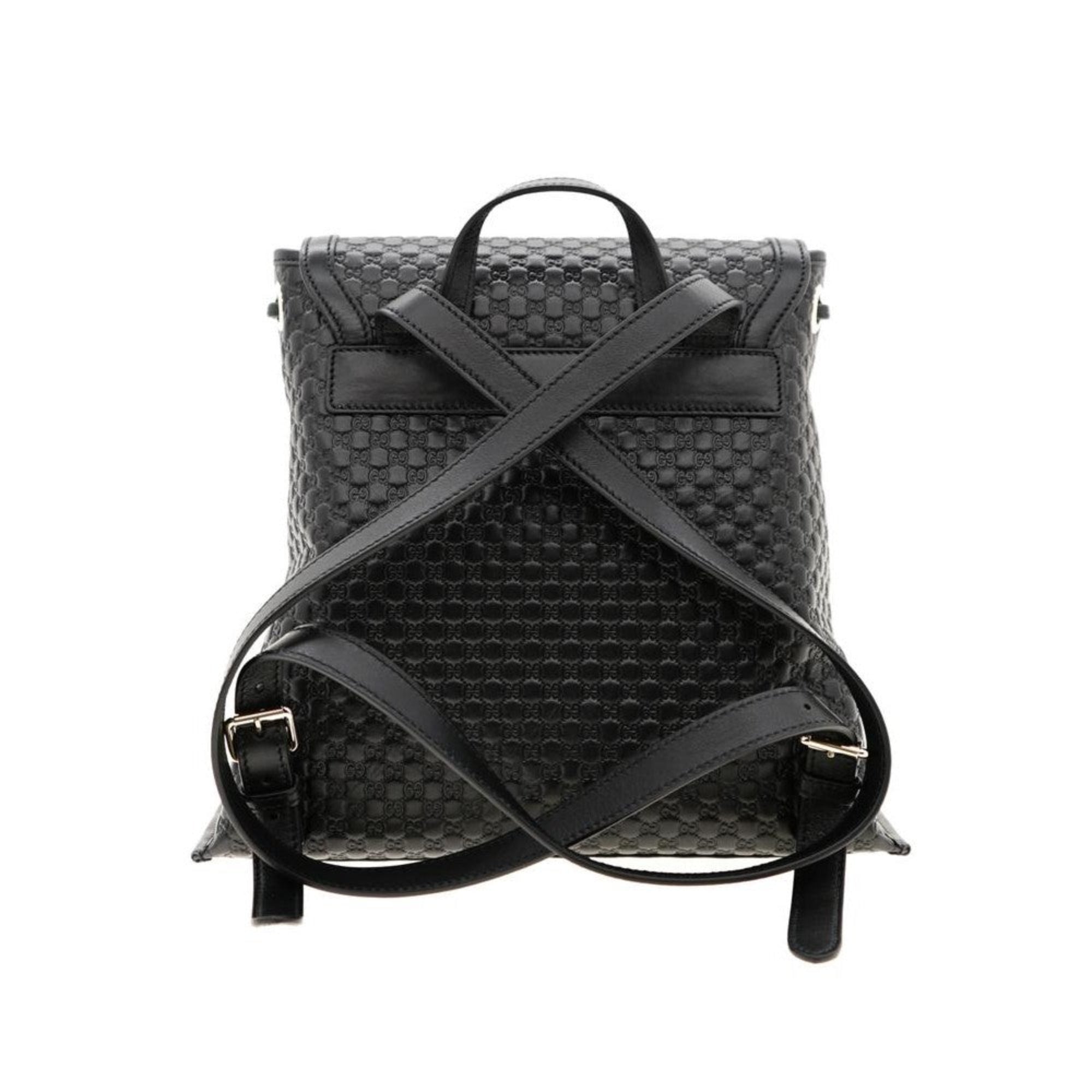 Gucci Microguccisima Black Leather Drawstring Backpack 607993 at_Queen_Bee_of_Beverly_Hills