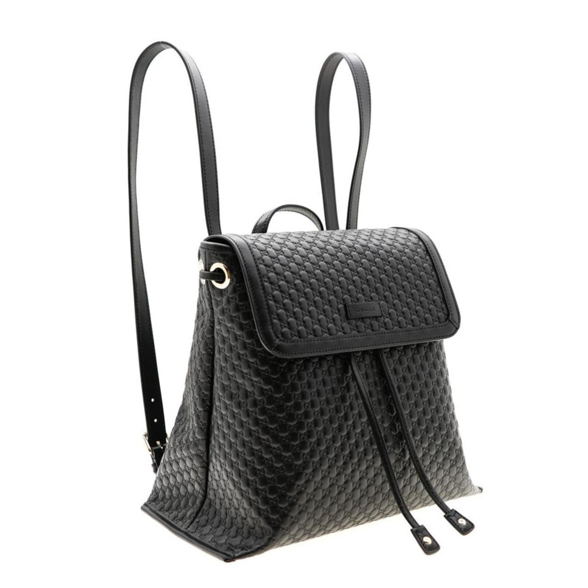 Gucci Microguccisima Black Leather Drawstring Backpack 607993 at_Queen_Bee_of_Beverly_Hills