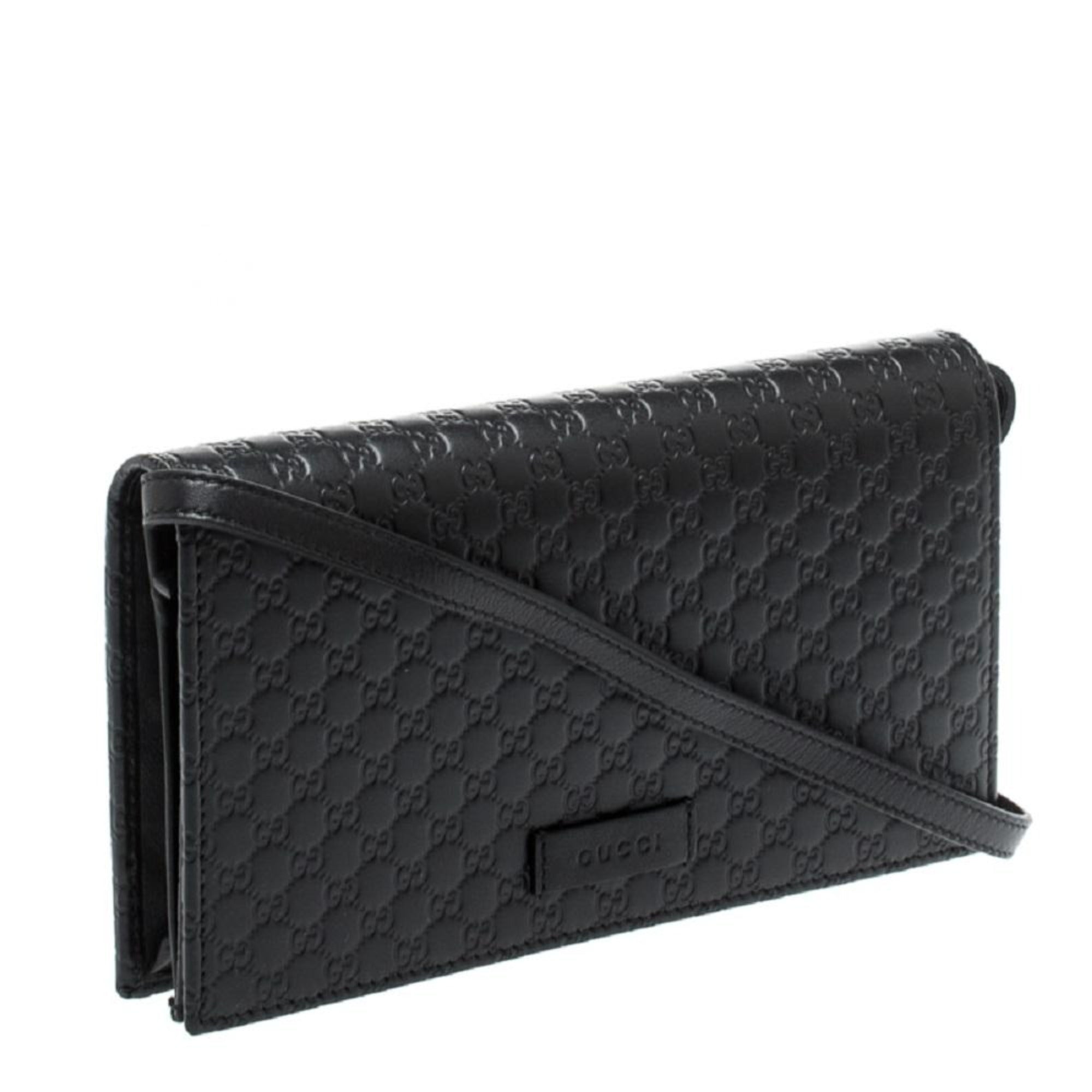 Gucci Microguccissma Black Wallet Crossbody Handbag 466507 at_Queen_Bee_of_Beverly_Hills
