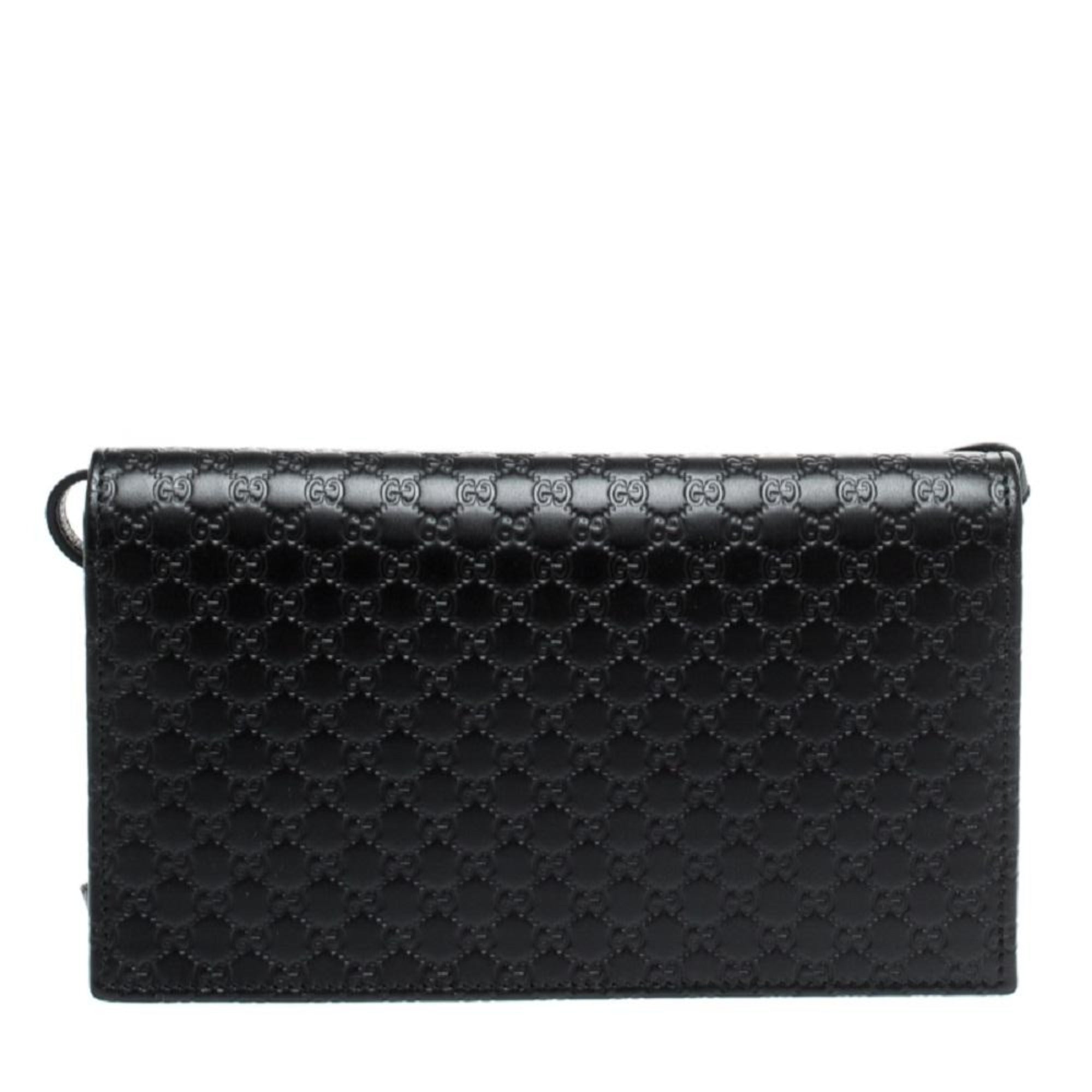 Gucci Microguccissma Black Wallet Crossbody Handbag 466507 at_Queen_Bee_of_Beverly_Hills