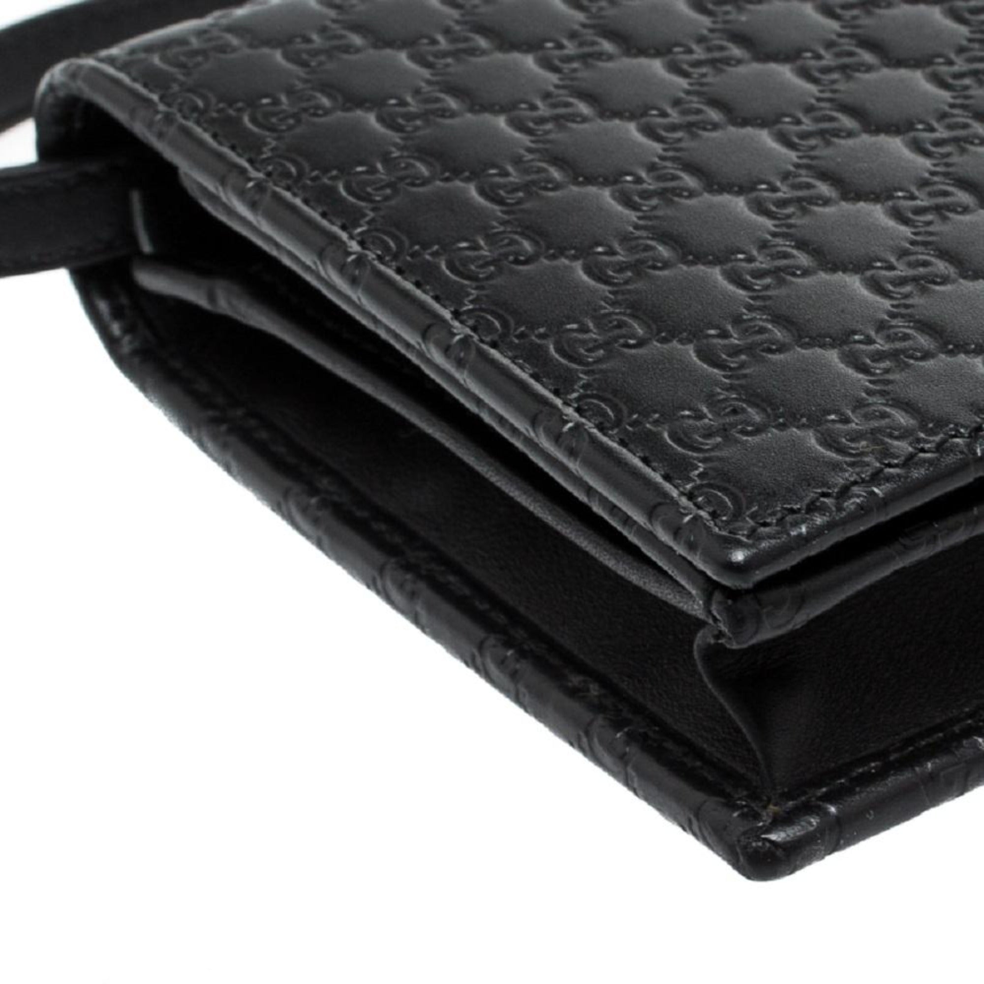Gucci Microguccissma Black Wallet Crossbody Handbag 466507 at_Queen_Bee_of_Beverly_Hills