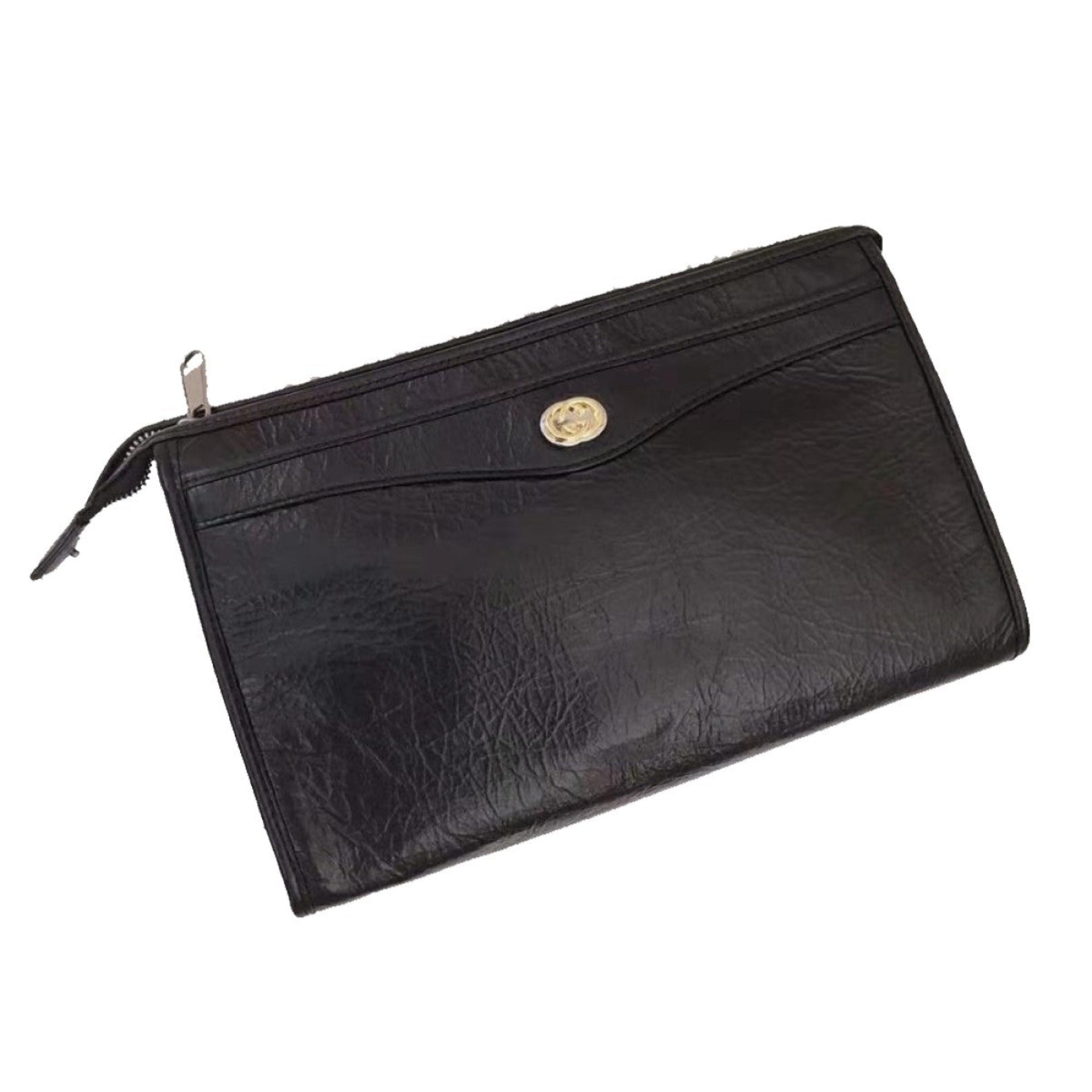 Gucci Morpheus Black Fluffy Calf Leather Cosmetic Pouch Bag 575991 at_Queen_Bee_of_Beverly_Hills