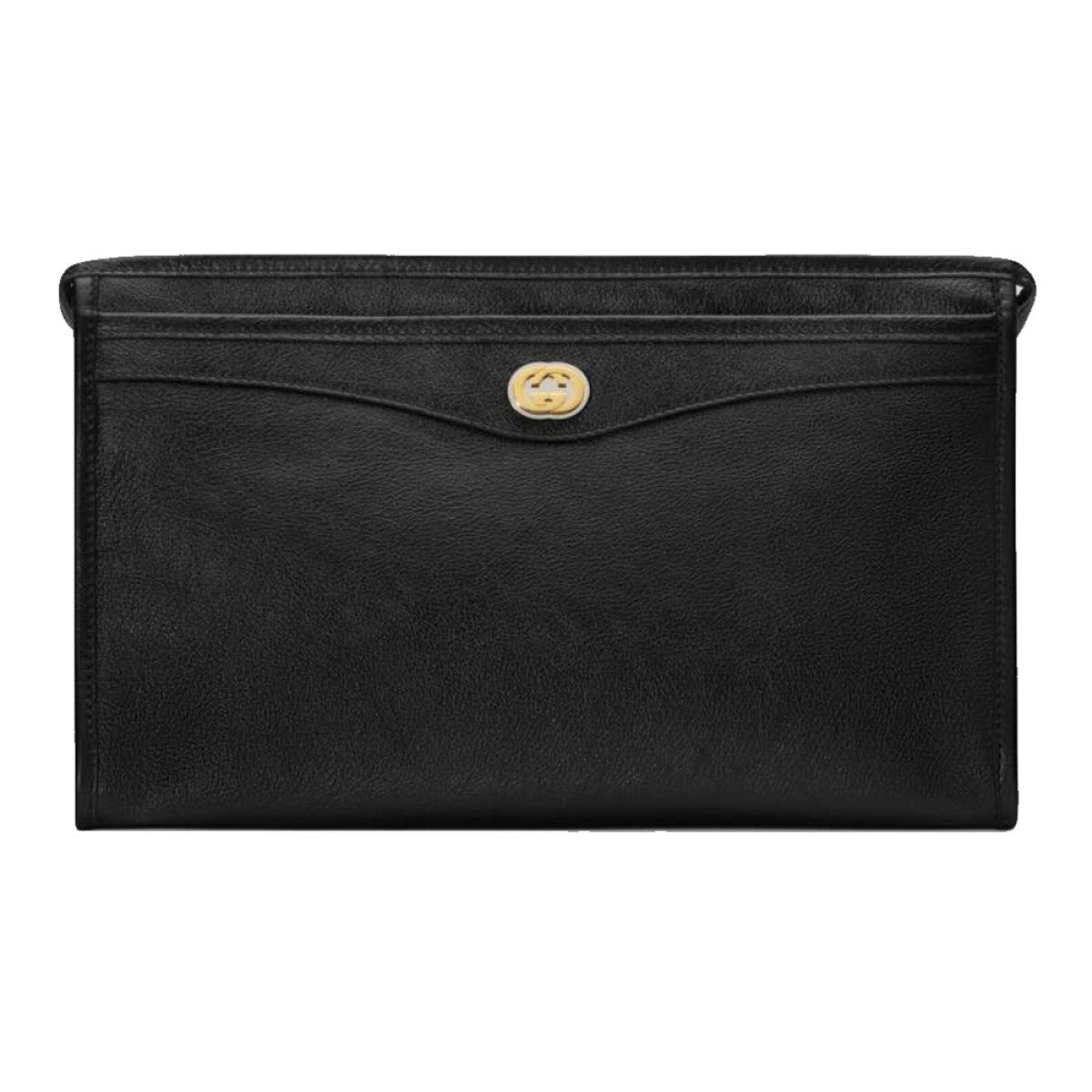Gucci Morpheus Black Fluffy Calf Leather Cosmetic Pouch Bag 575991 at_Queen_Bee_of_Beverly_Hills