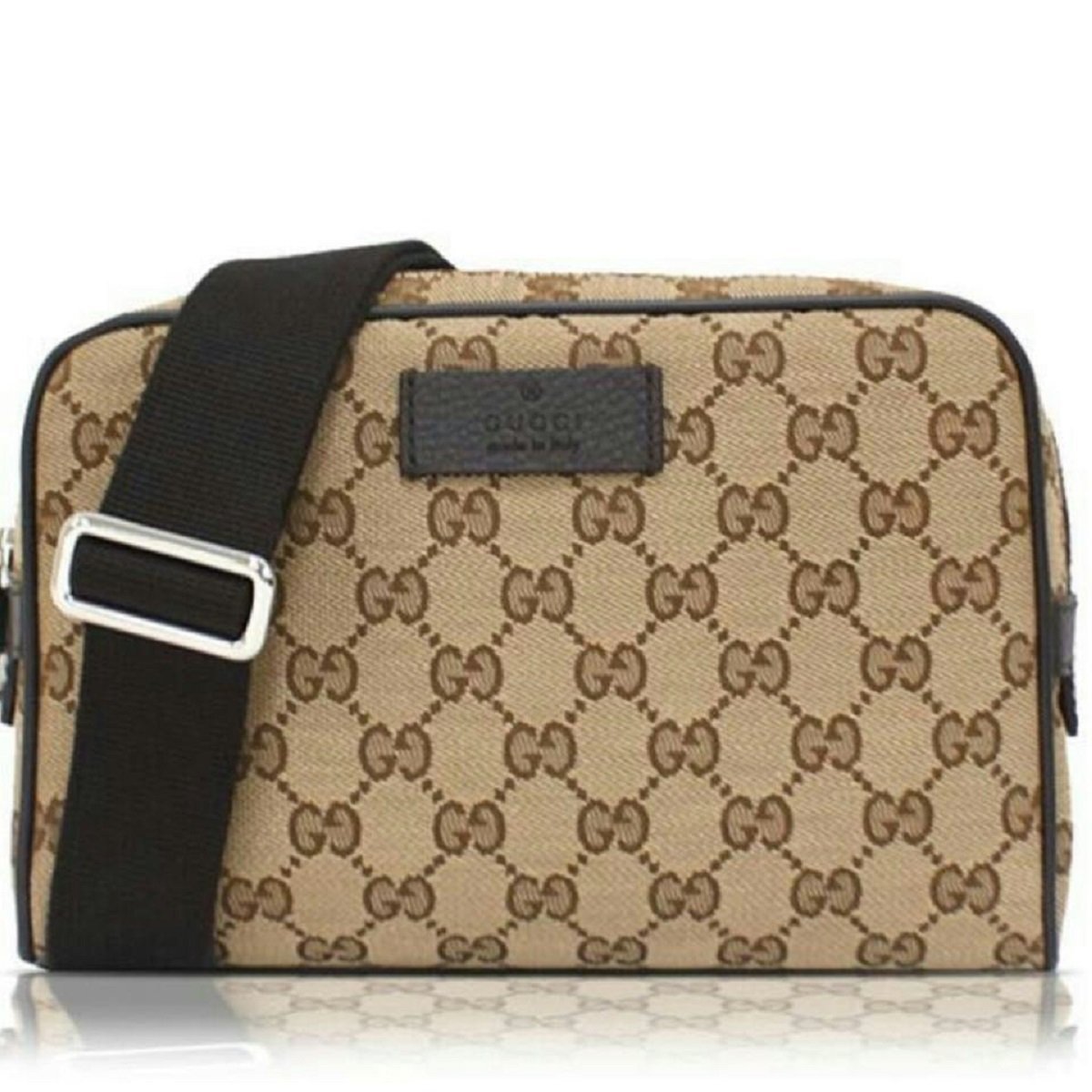 Gucci Original GG Guccissima Canvas Beige Fanny Pack Belt Bag 