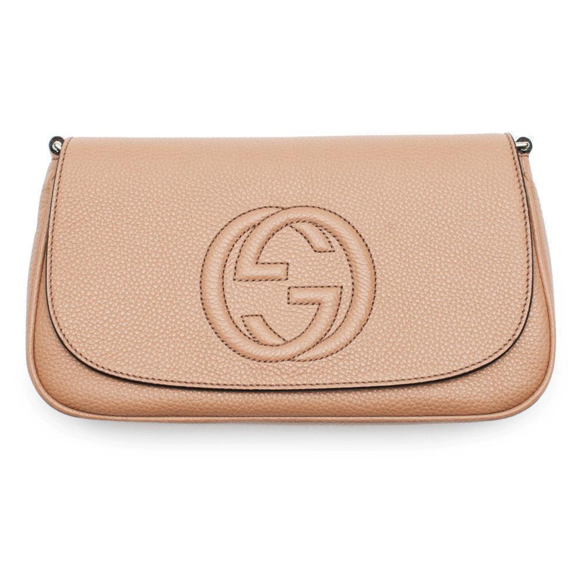 Gucci Soho Disco Camelia Beige GG Chain Cross Body 536224 at_Queen_Bee_of_Beverly_Hills