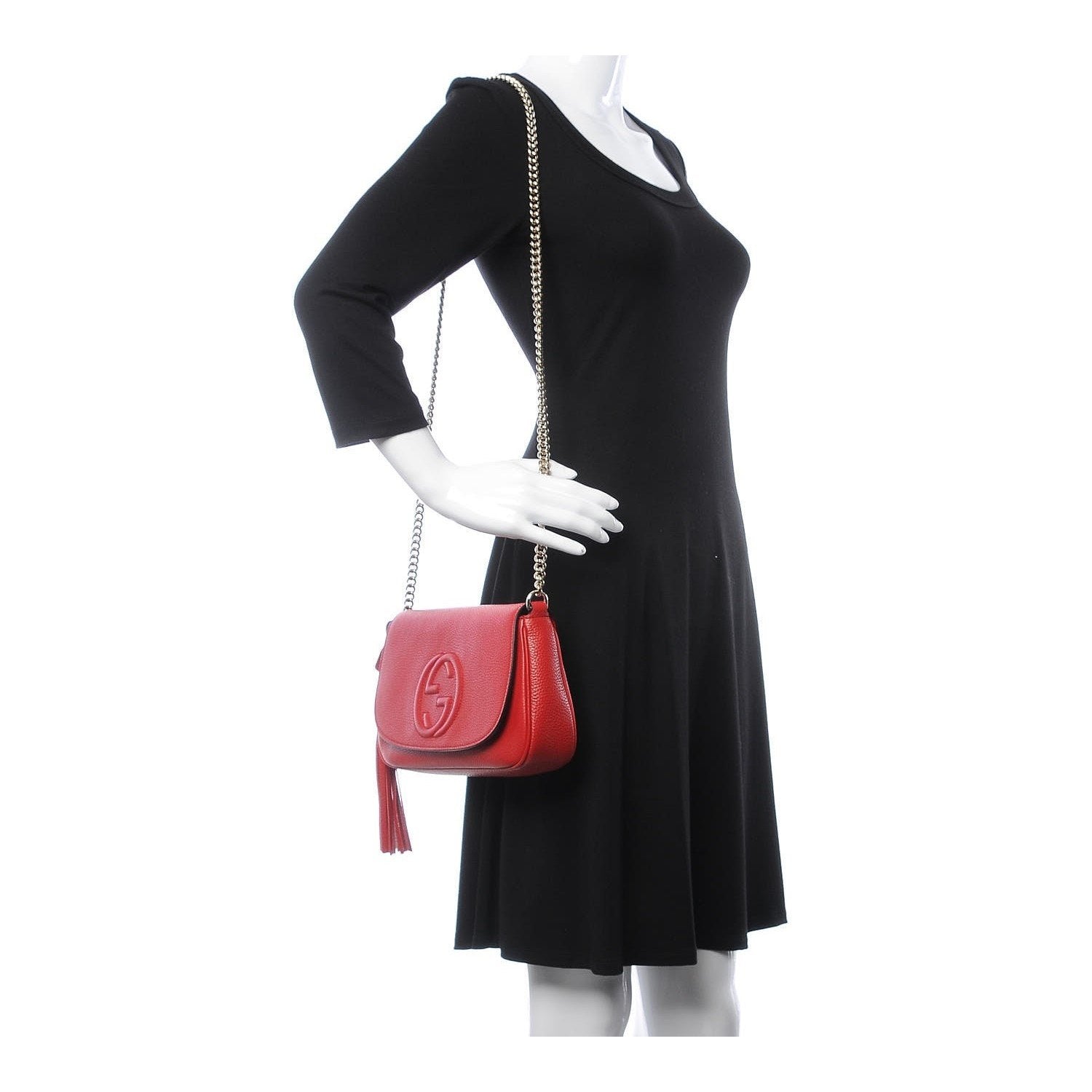 Gucci Soho Disco GG Red Tassel Chain Crossbody Bag 536224 at_Queen_Bee_of_Beverly_Hills