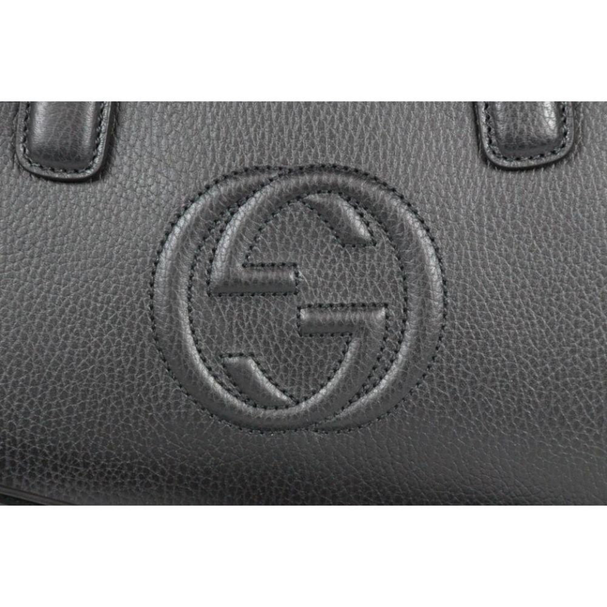 Gucci Soho Leather Tote Crossbody Bag Black 607722 at_Queen_Bee_of_Beverly_Hills