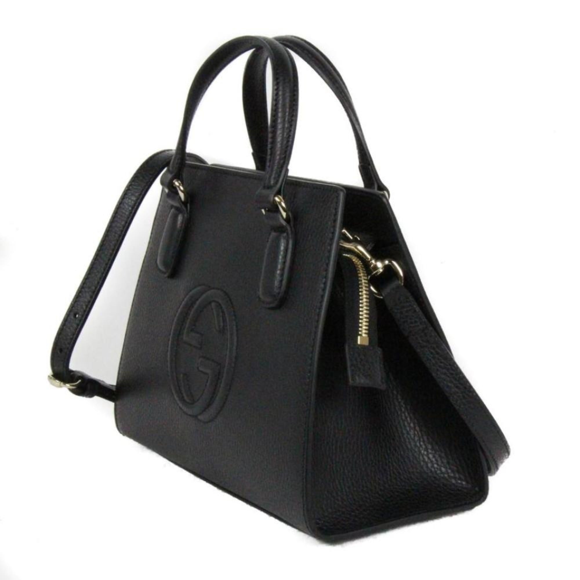 Gucci Soho Leather Tote Crossbody Bag Black 607722 at_Queen_Bee_of_Beverly_Hills