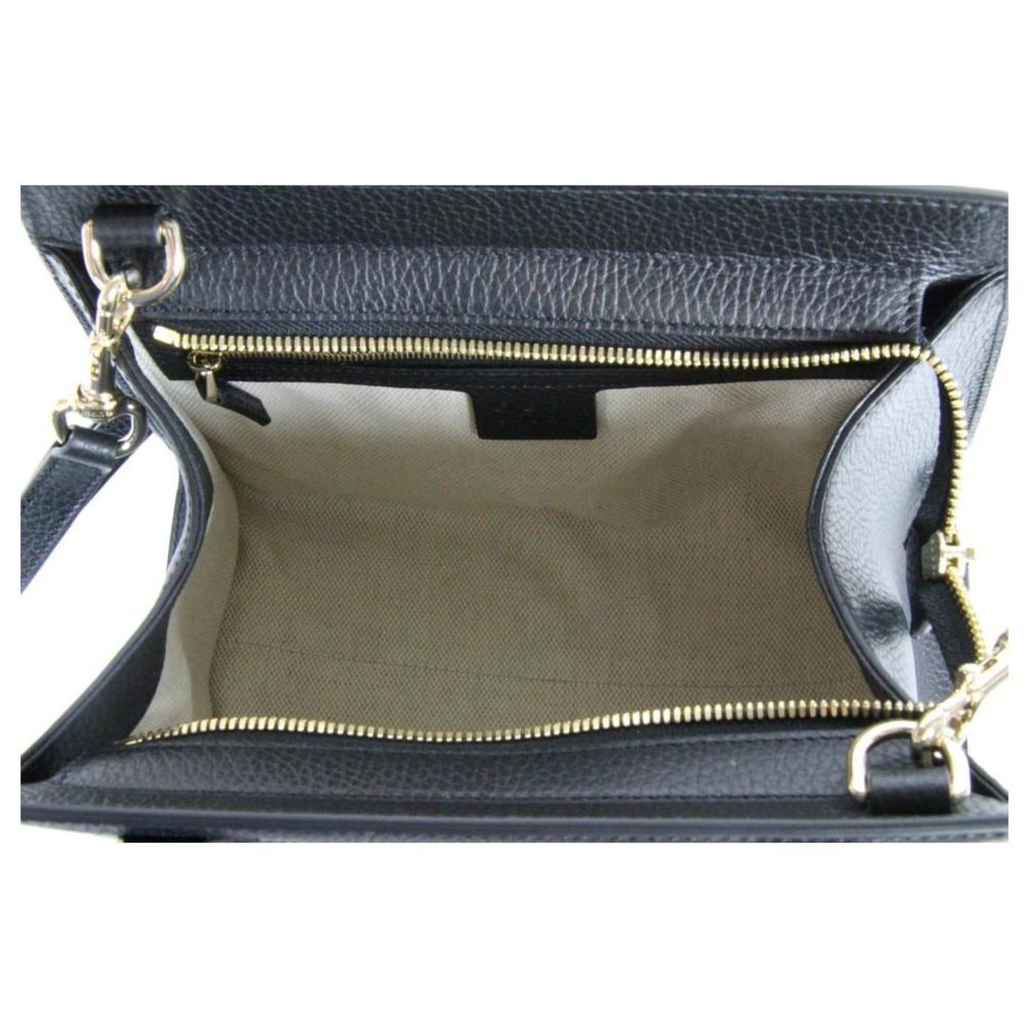 Gucci Soho Leather Tote Crossbody Bag Black 607722 at_Queen_Bee_of_Beverly_Hills