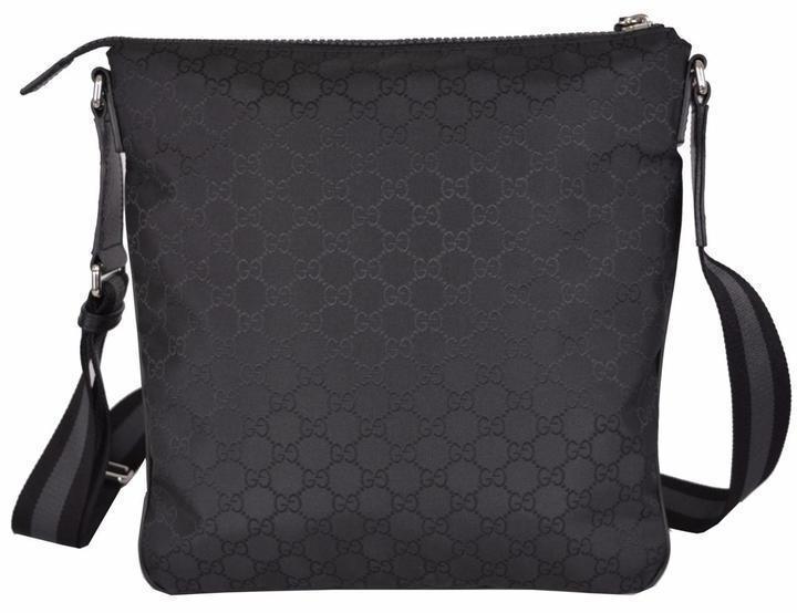 Gucci Unisex GG Guccissima Web Black Canvas Messenger Bag Crossbody 449185 at_Queen_Bee_of_Beverly_Hills