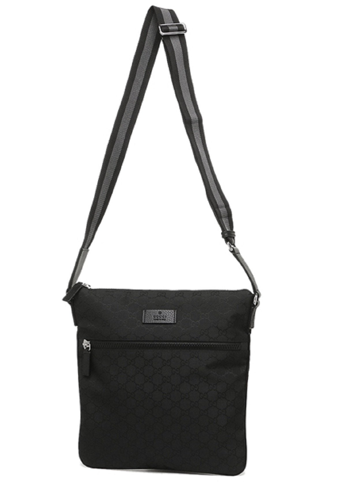 Gucci Unisex GG Guccissima Web Black Canvas Messenger Bag Crossbody 449185 at_Queen_Bee_of_Beverly_Hills
