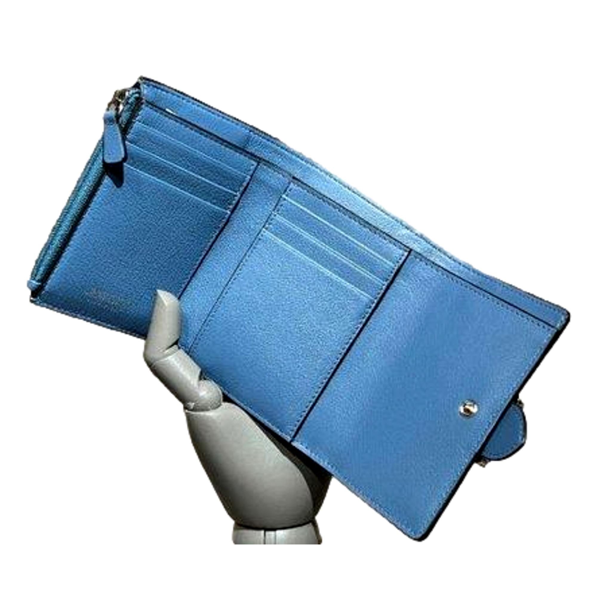 Jimmy Choo Cheri Parrot Blue Leather Small Zipper Wallet 0SQM | 028 at_Queen_Bee_of_Beverly_Hills