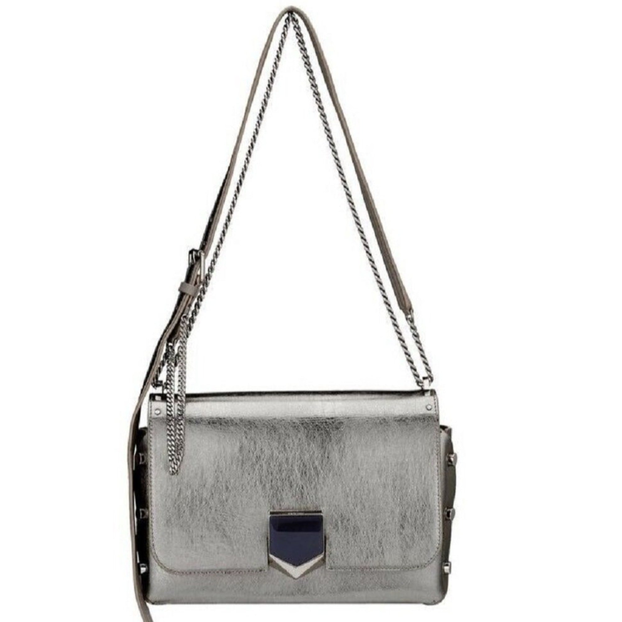 Jimmy Choo Lockett Metallic Silver Bag | Queen Bee of Beverly Hills