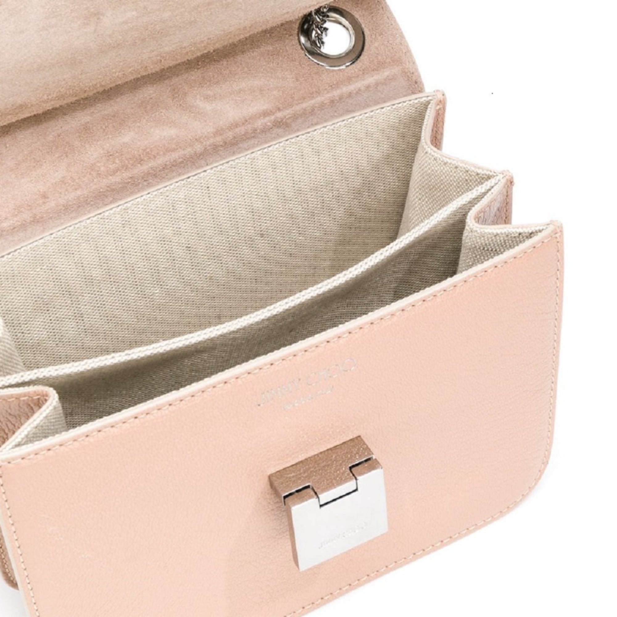 Jimmy Choo Mini Ballet Pink Rebel Cross Body Bag Silver Chain Strap REBEL/XB at_Queen_Bee_of_Beverly_Hills