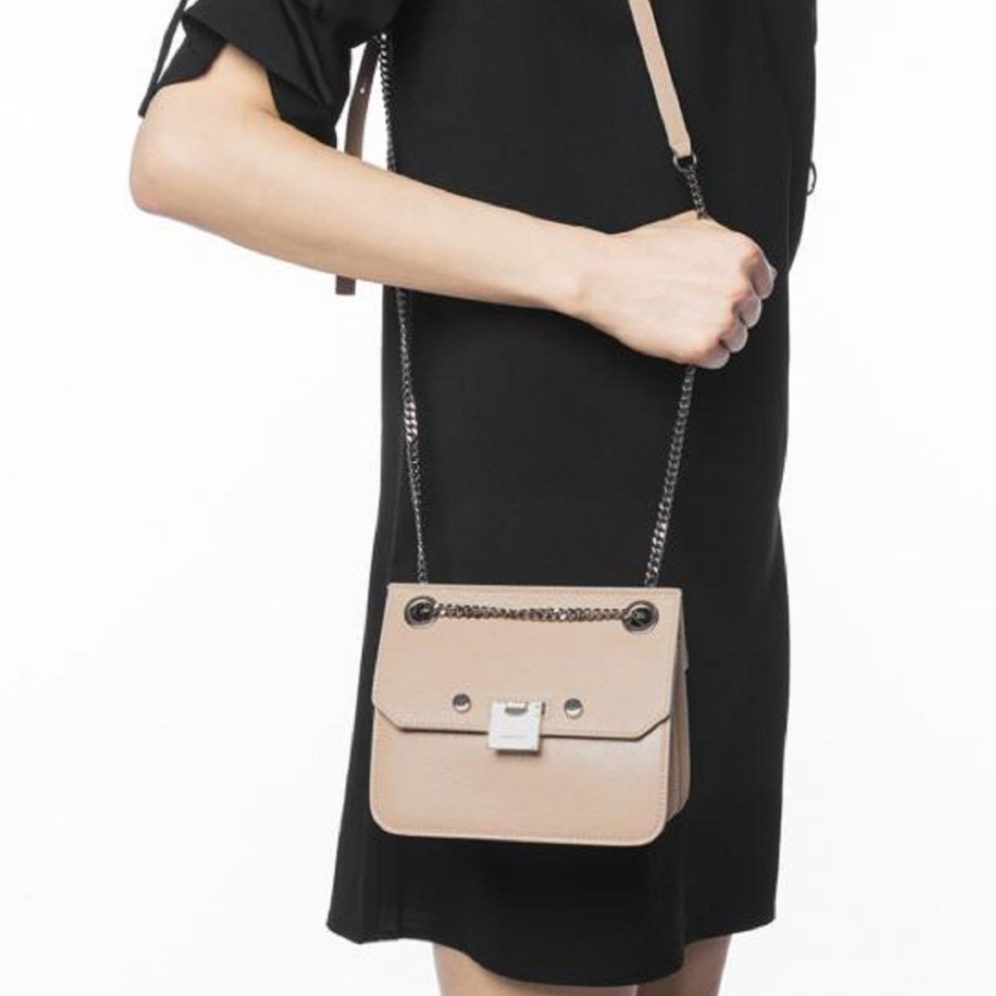 Jimmy Choo Mini Ballet Pink Rebel Cross Body Bag Silver Chain Strap REBEL/XB at_Queen_Bee_of_Beverly_Hills