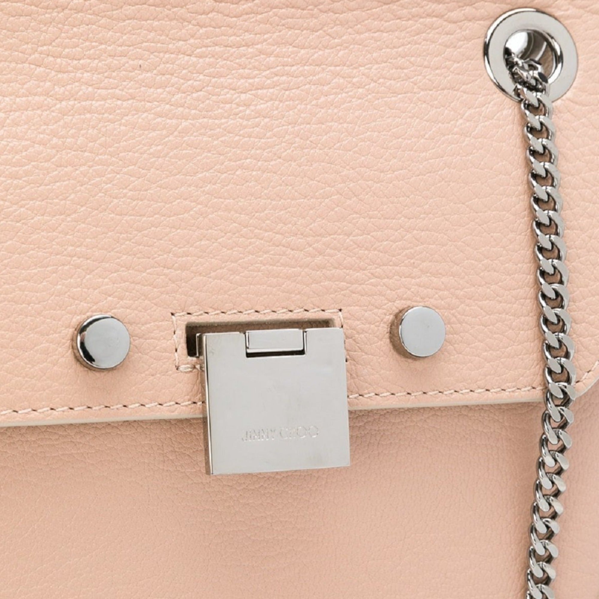 Jimmy Choo Mini Ballet Pink Rebel Cross Body Bag Silver Chain Strap REBEL/XB at_Queen_Bee_of_Beverly_Hills