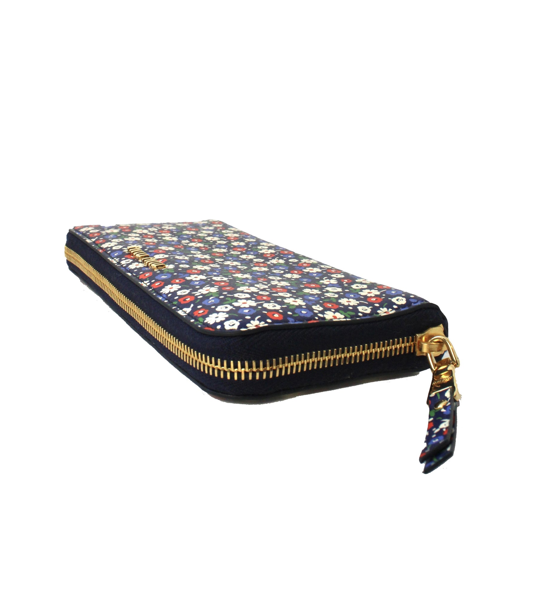 Miu Miu Portafaglio Lampo Blue Glace Flower Leather Wallet 5ML506 at_Queen_Bee_of_Beverly_Hills
