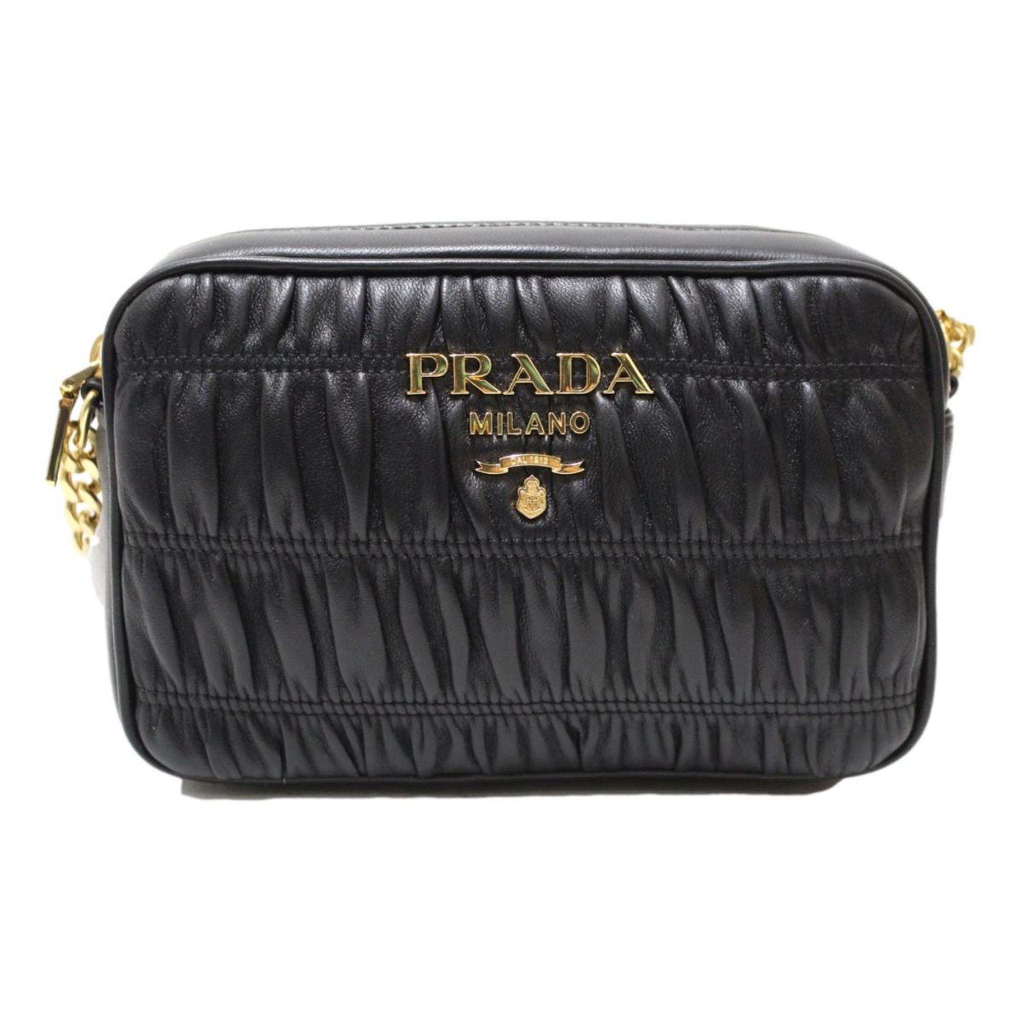 Prada Black Guafre Leather Small Crossbody Bag 1BH112 at_Queen_Bee_of_Beverly_Hills