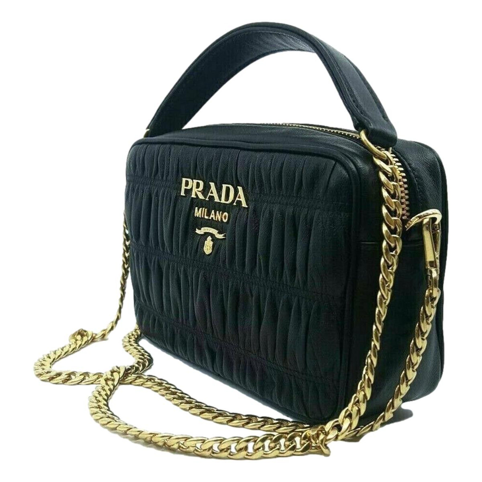 Prada Black Guafre Leather Small Crossbody Bag 1BH112 at_Queen_Bee_of_Beverly_Hills