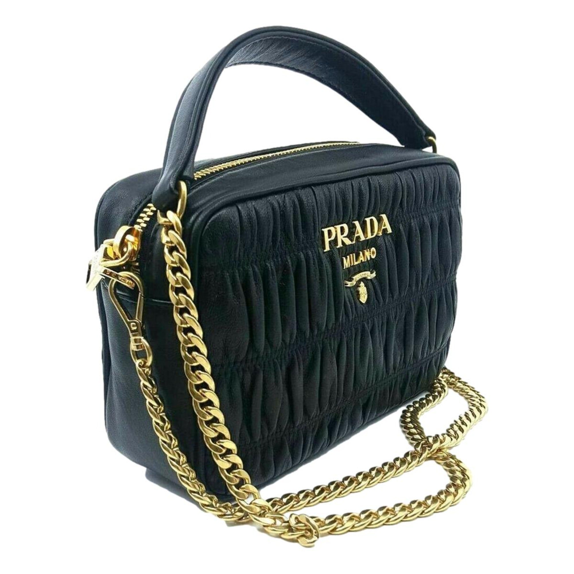 Prada Black Guafre Leather Small Crossbody Bag 1BH112 at_Queen_Bee_of_Beverly_Hills