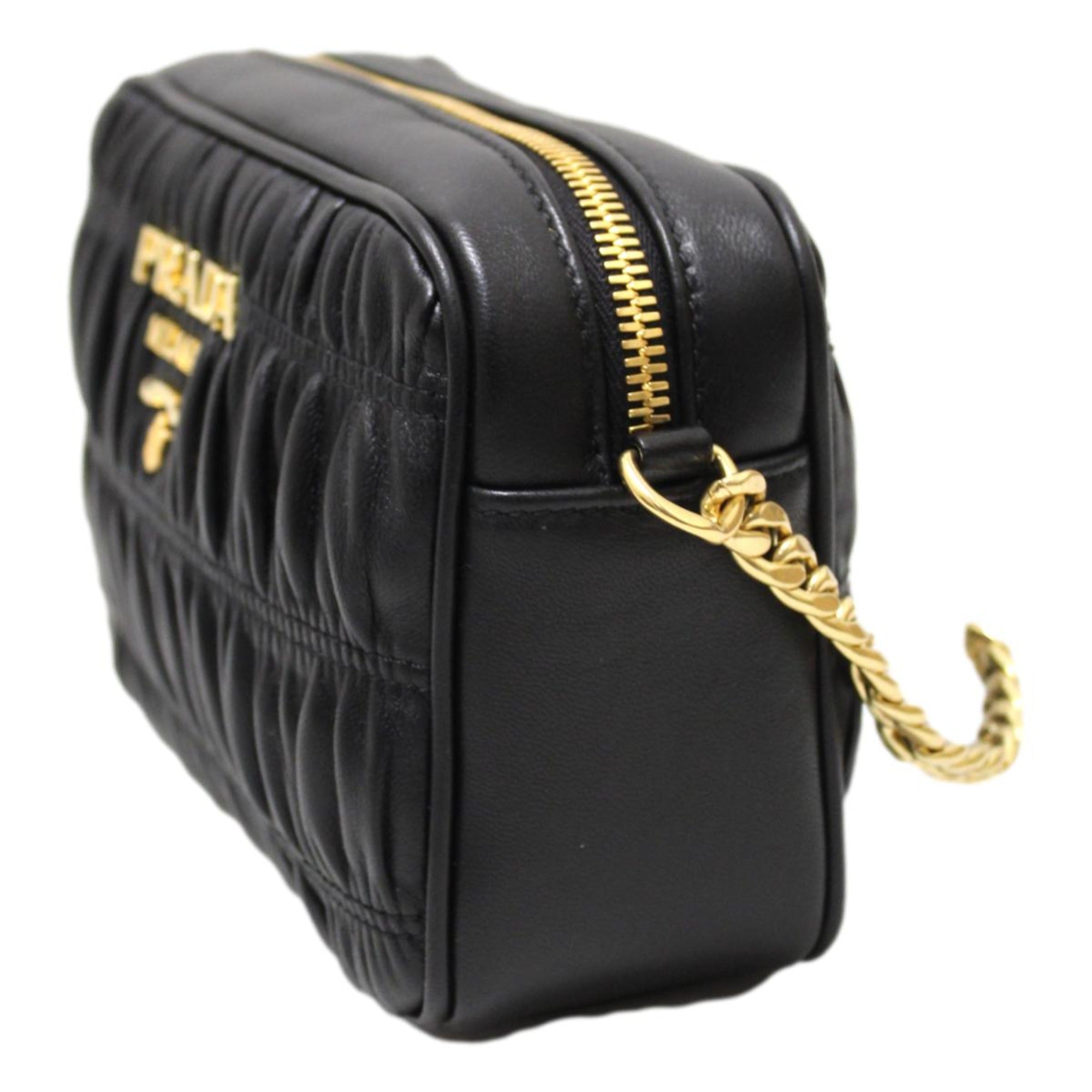 Prada Black Guafre Leather Small Crossbody Bag 1BH112 at_Queen_Bee_of_Beverly_Hills