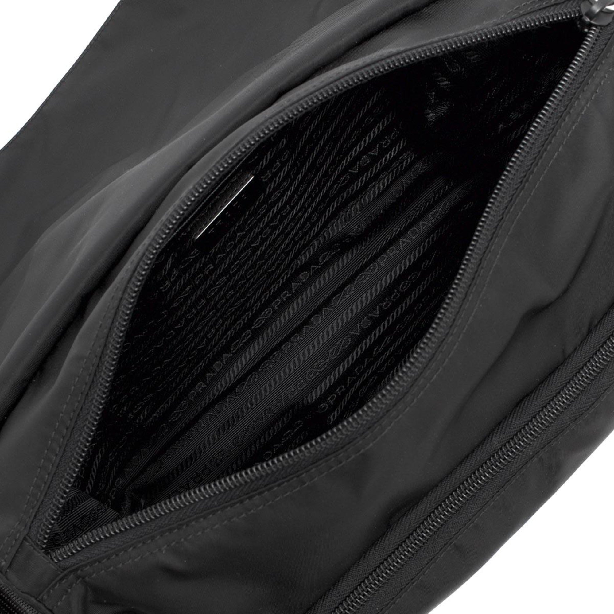 Prada Black Nylon Triangle Logo Messenger Bag 1BD671 at_Queen_Bee_of_Beverly_Hills