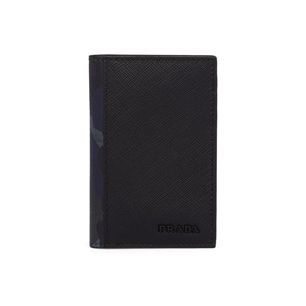 Prada Black Saffiano Leather Camouflage Print Vertical Card Holder 2MC101 at_Queen_Bee_of_Beverly_Hills