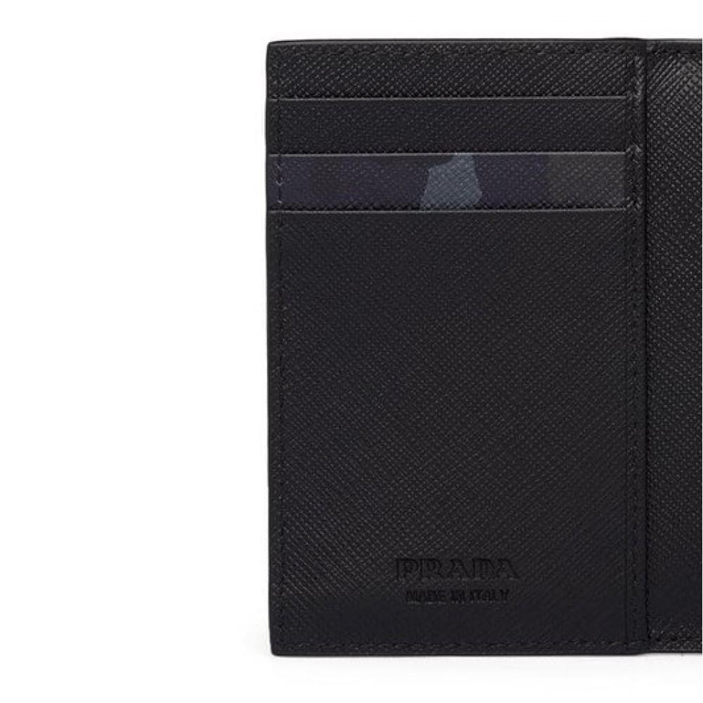 Prada Black Saffiano Leather Camouflage Print Vertical Card Holder 2MC101 at_Queen_Bee_of_Beverly_Hills