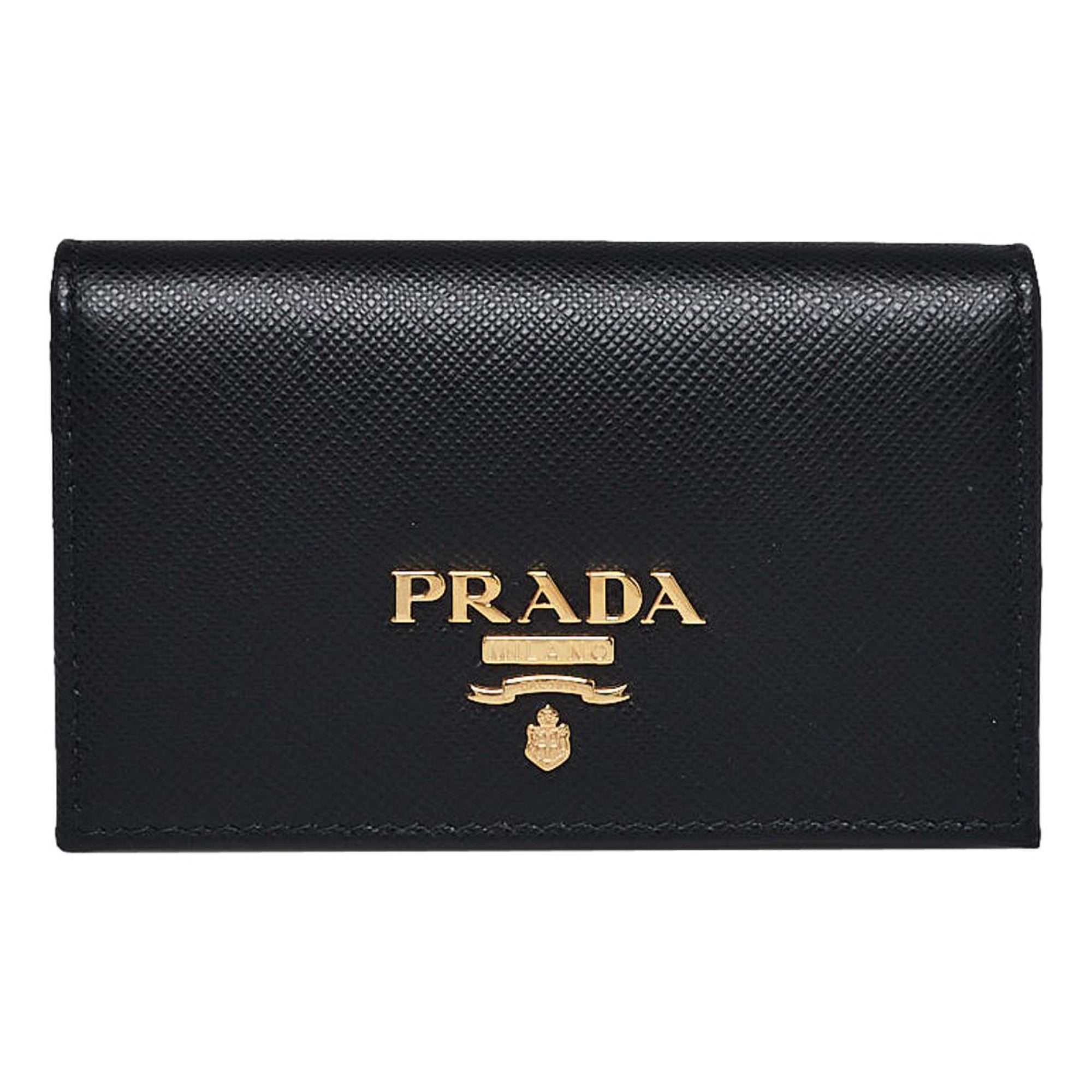Prada Black Saffiano Leather Credit Card Case Wallet 1MC122 at_Queen_Bee_of_Beverly_Hills