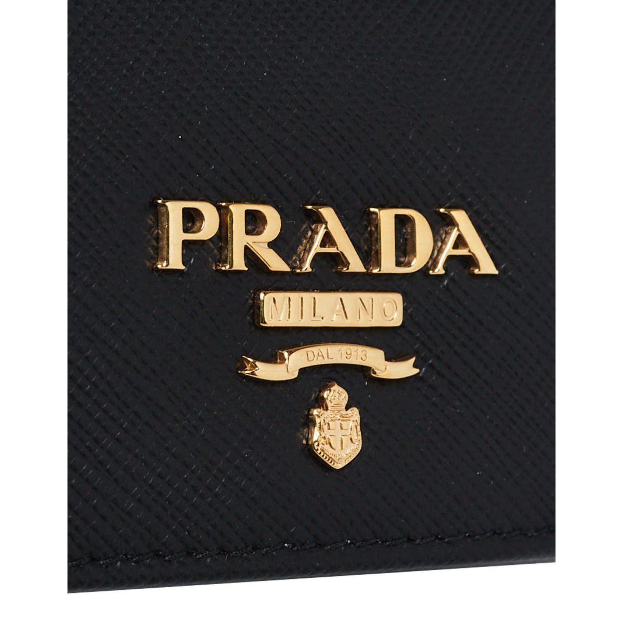 Prada Black Saffiano Leather Credit Card Case Wallet 1MC122 at_Queen_Bee_of_Beverly_Hills