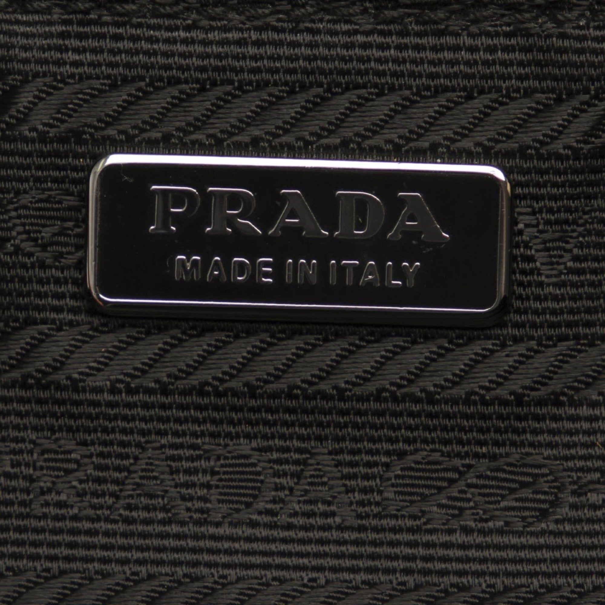 Prada Black Tessuto Nylon Pouch Prada Logo Wristlet Clutch Bag 1NH545 at_Queen_Bee_of_Beverly_Hills