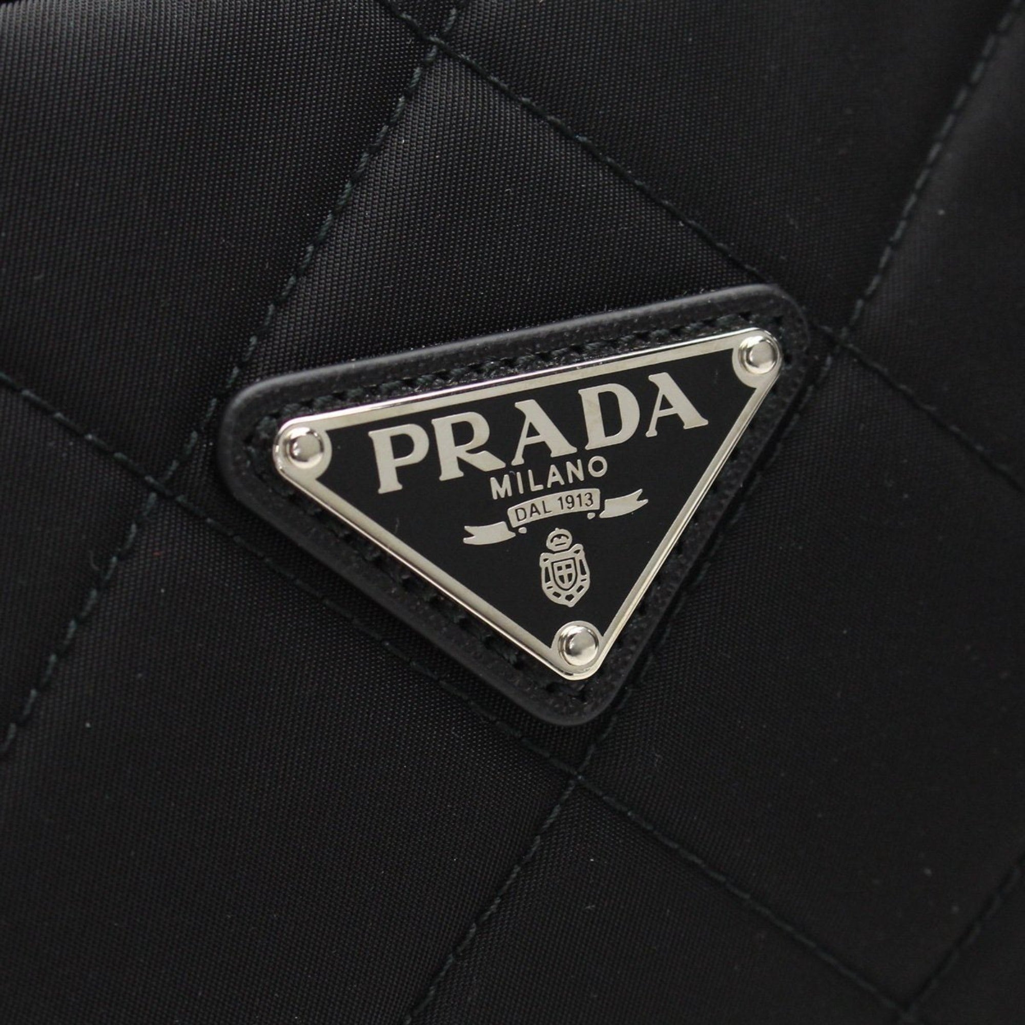 Prada Black Tessuto Nylon Quilted Shoulder Handbag 1BB903 at_Queen_Bee_of_Beverly_Hills