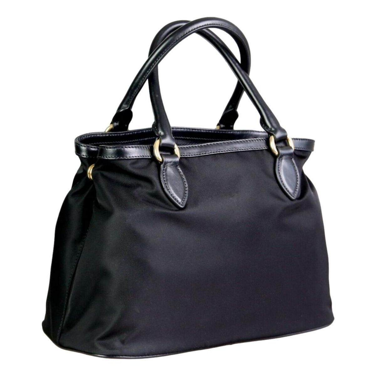 Prada Black Tessuto Nylon Saffiano Handbag Satchel 1BA172 at_Queen_Bee_of_Beverly_Hills