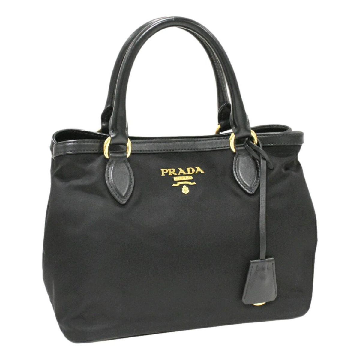 Prada Black Tessuto Nylon Saffiano Handbag Satchel 1BA172 at_Queen_Bee_of_Beverly_Hills
