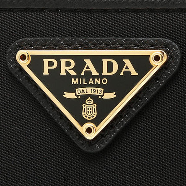 Prada Black Tessuto Nylon Zip Around Wallet Gold Triangle