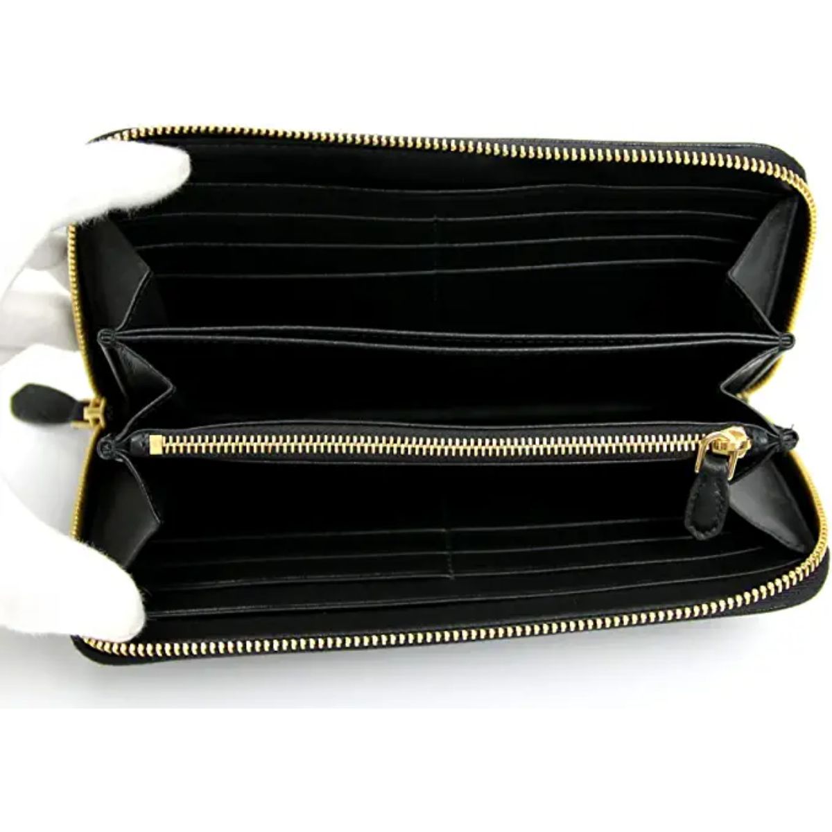 Prada Black Vitello Move Leather Zip Around Wallet 1ML506 at_Queen_Bee_of_Beverly_Hills