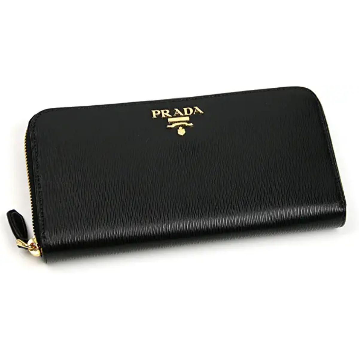 Prada Black Vitello Move Leather Zip Around Wallet 1ML506 at_Queen_Bee_of_Beverly_Hills