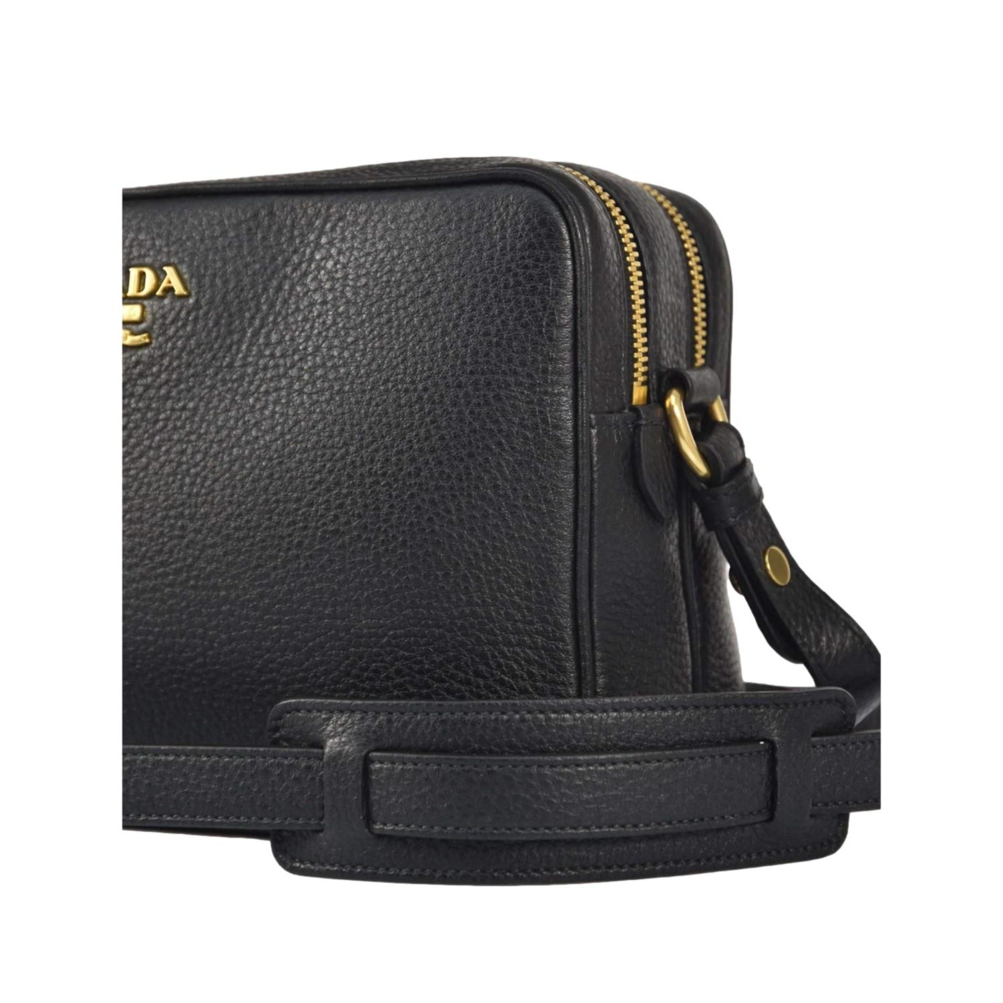 Prada Black Vitello Phenix Leather Double Zip Crossbody Bag 1BH079 at_Queen_Bee_of_Beverly_Hills