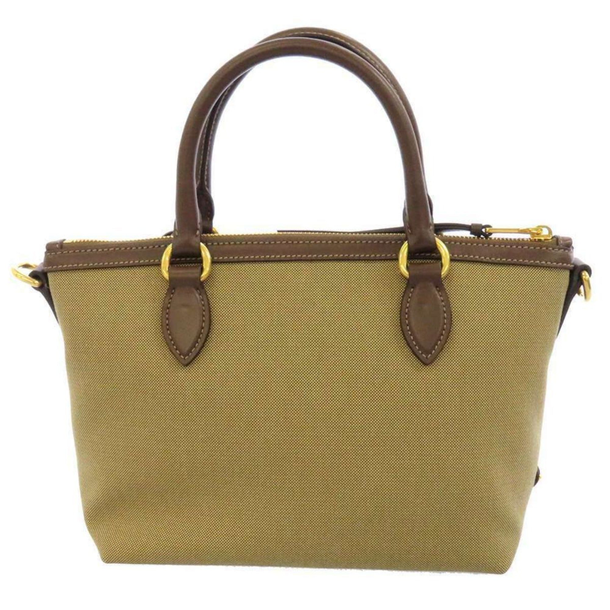 Prada Canvas Jacquard Logo Brown Leather Trim Small Satchel 1BA111 at_Queen_Bee_of_Beverly_Hills