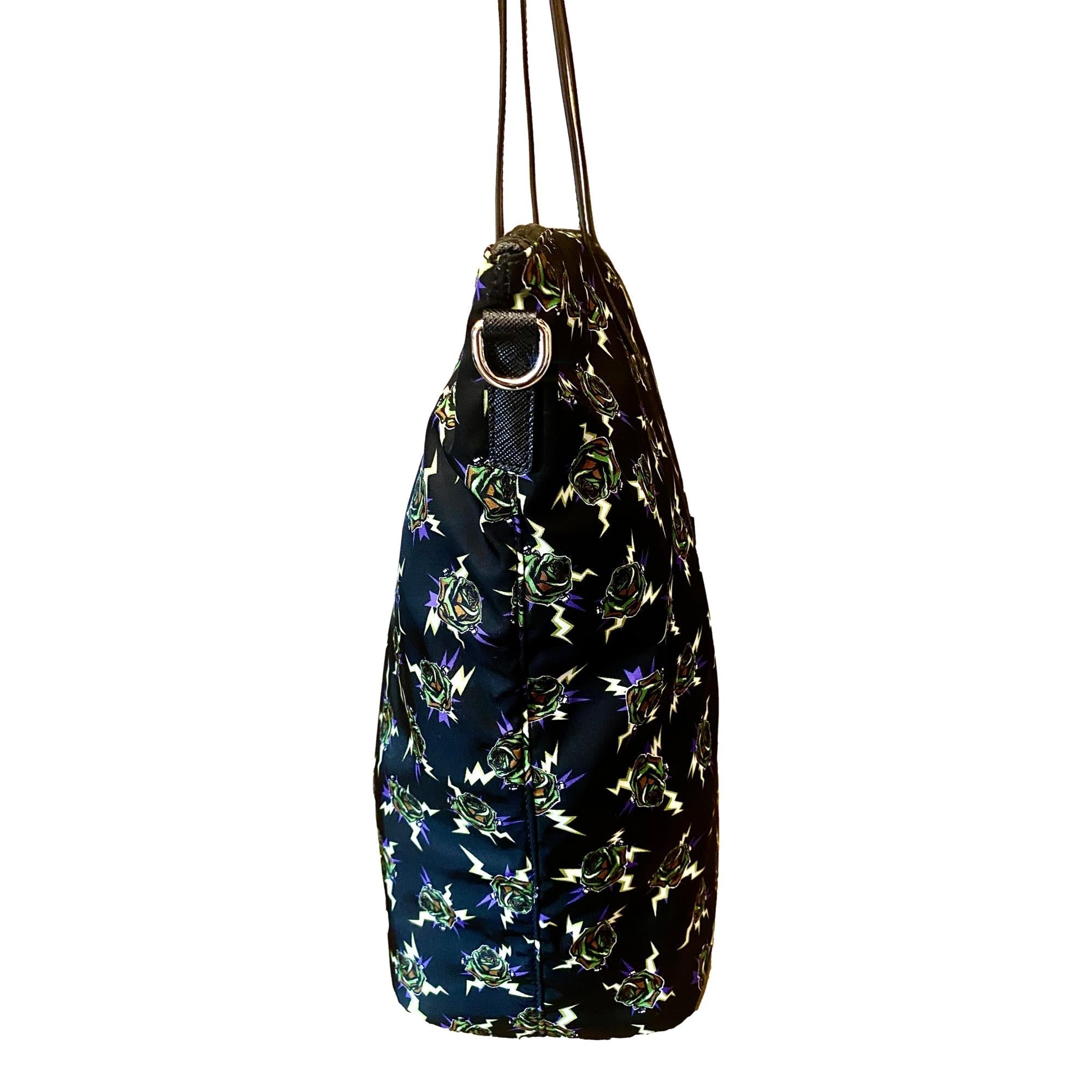 Prada Frankenstein Black Nylon Convertible Shopping Tote 1BG189 at_Queen_Bee_of_Beverly_Hills